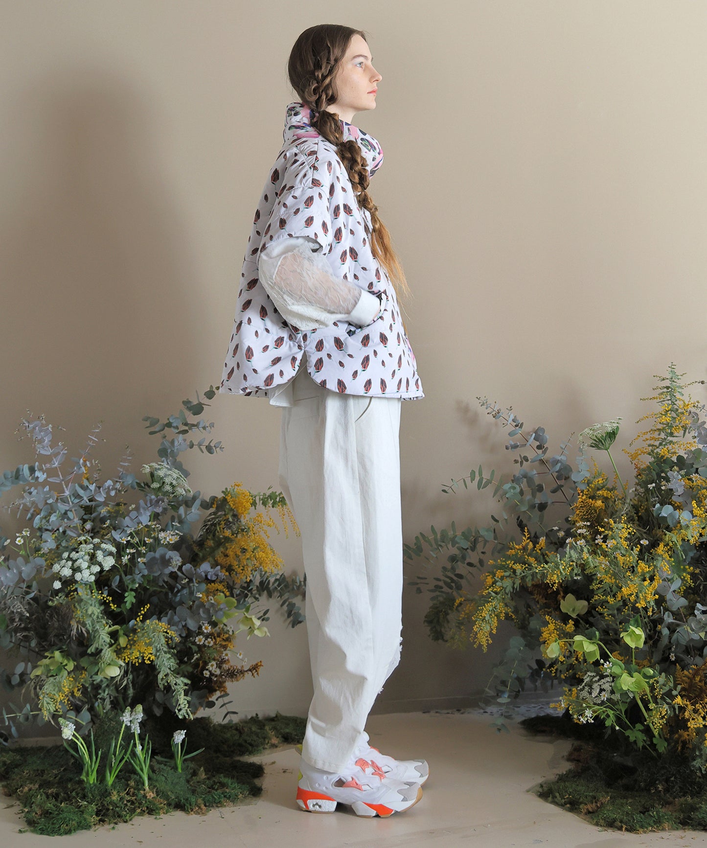 Flower Down Poncho Jacket