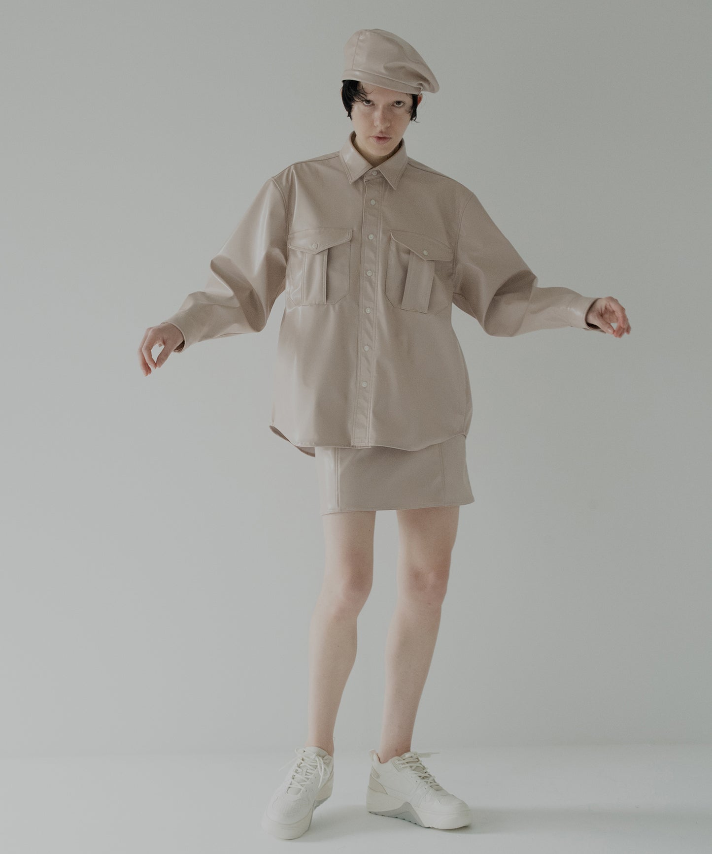 vegan leather beret