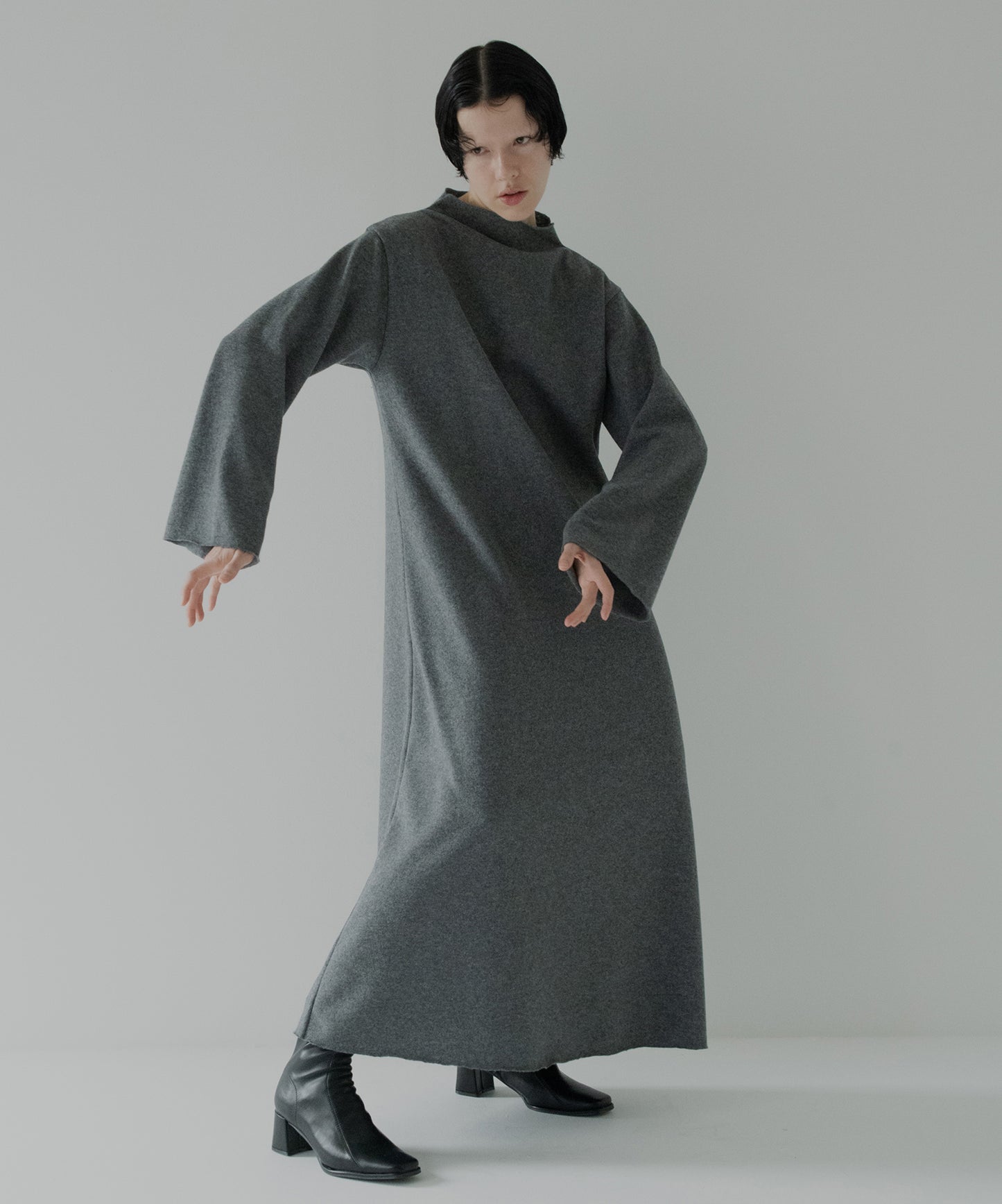 soft wool bottle neck dress
