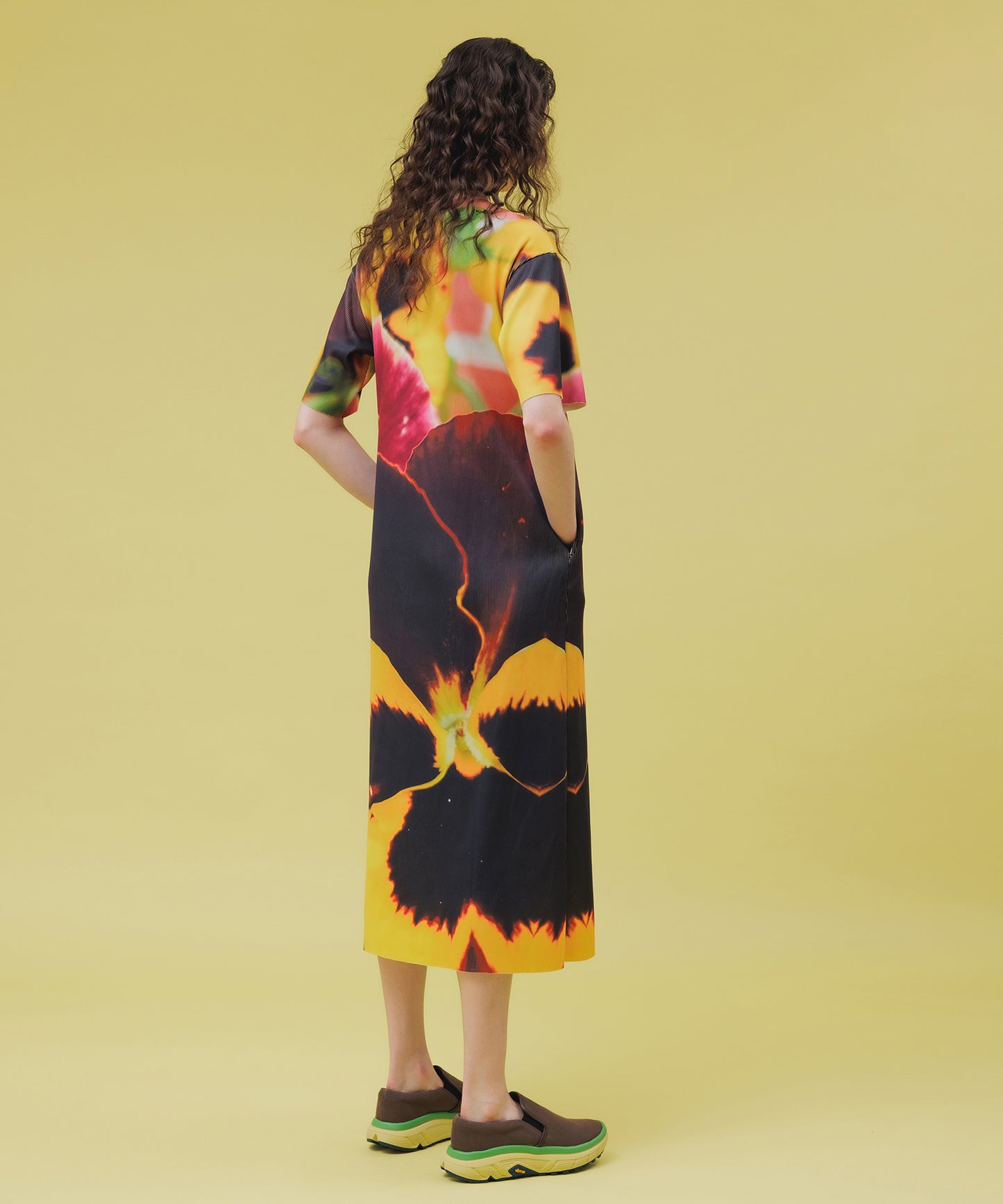PRINT RIB HALF SLEEVE ONE-PIECE