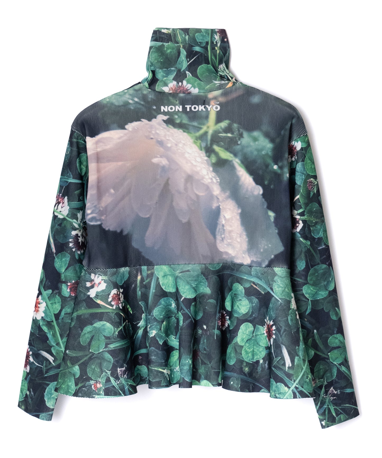 PRINT RIB HI-NECK TOP
