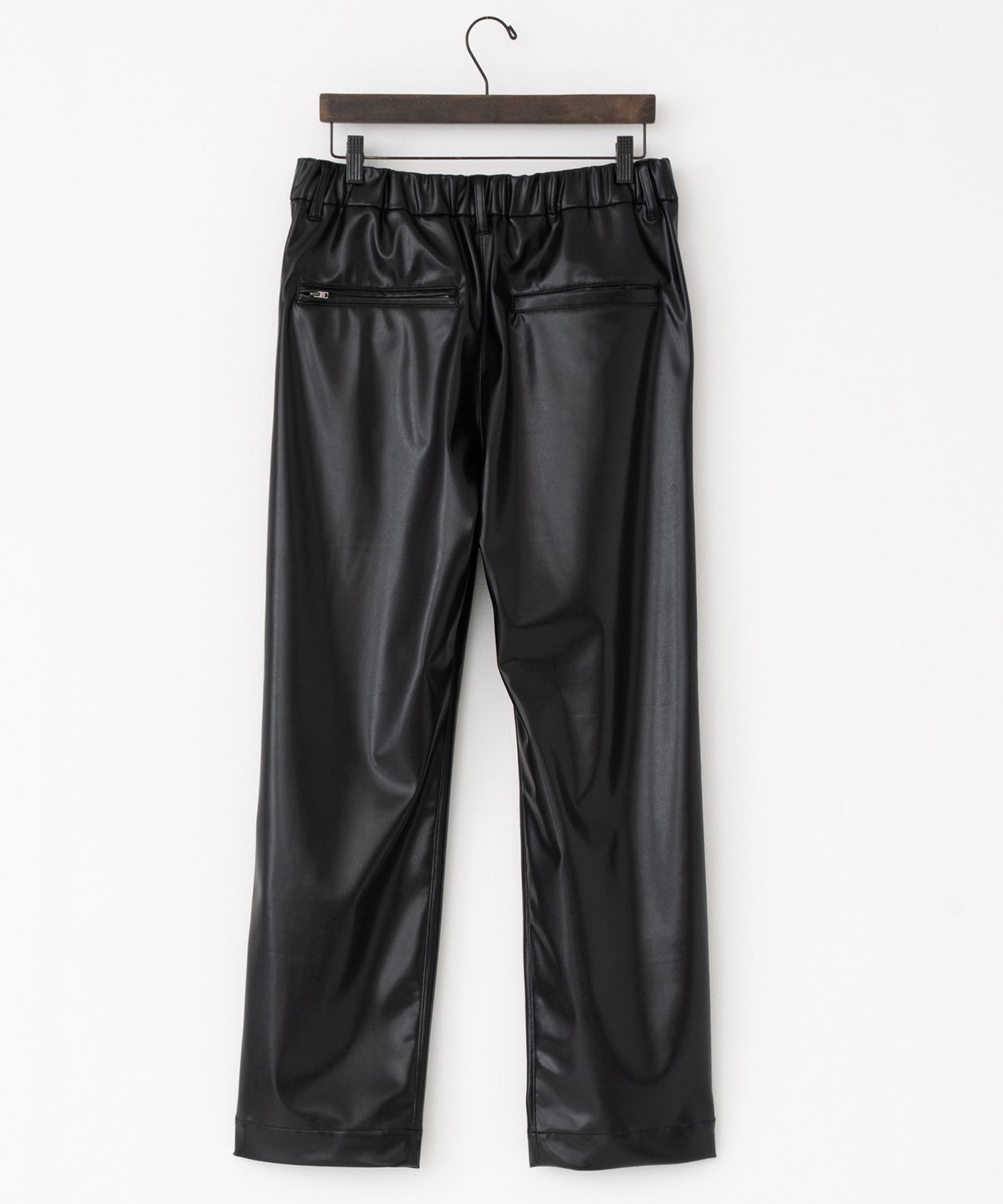 vegan leather tapered slacks