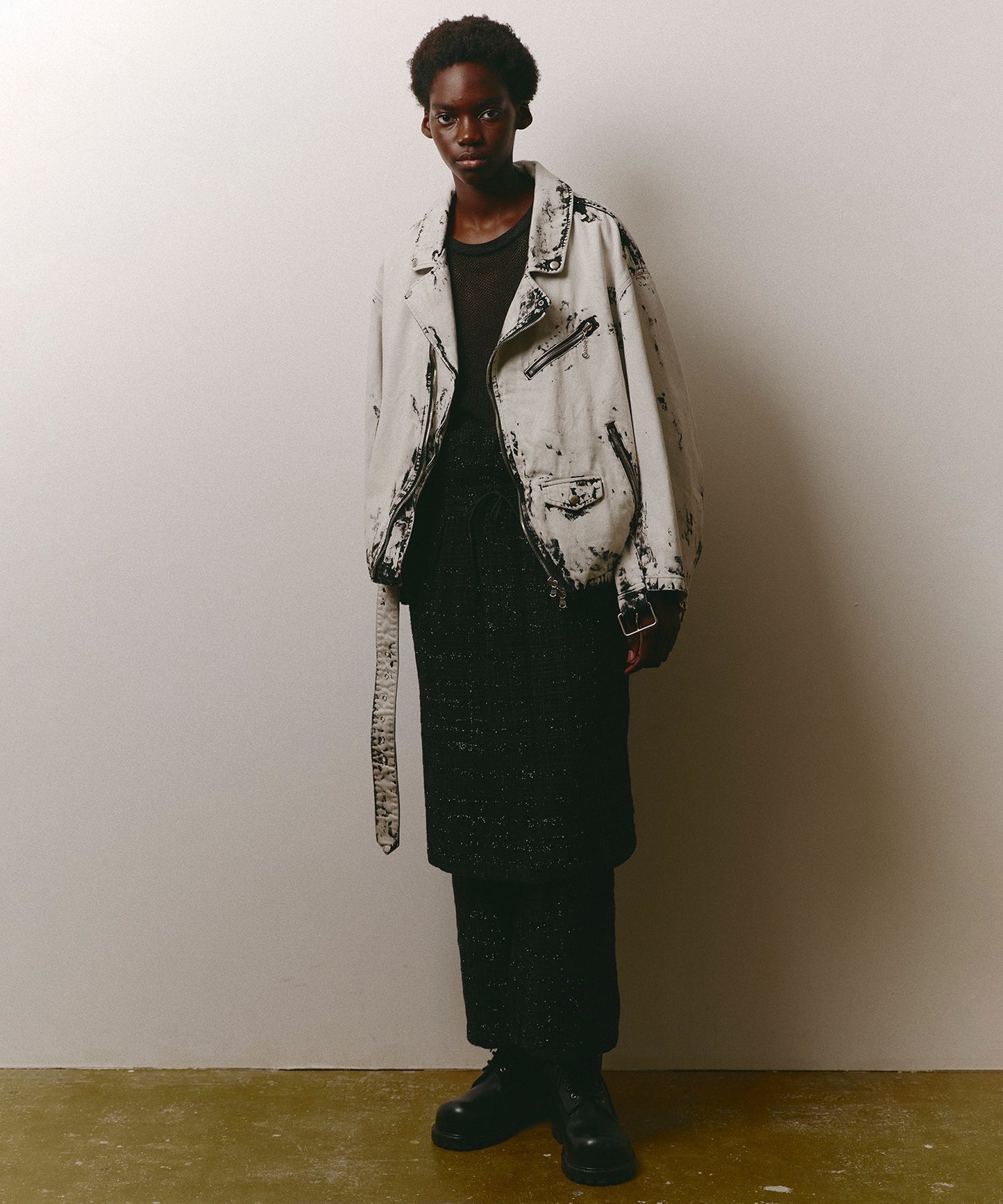 BLACK BLEACH W RIDERS BLOUSON