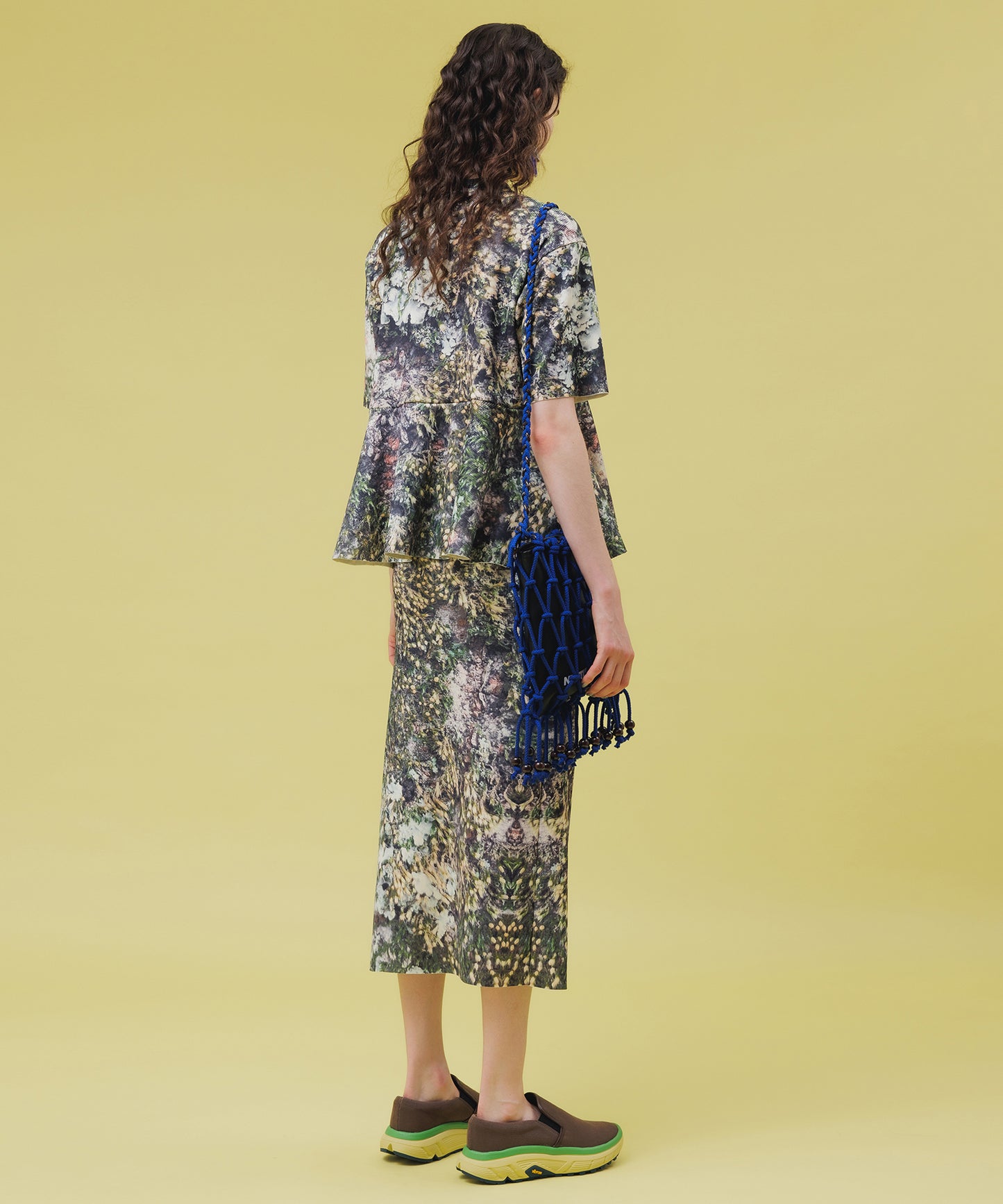 PRINT RIB FLARE HALF SLEEVE C/S