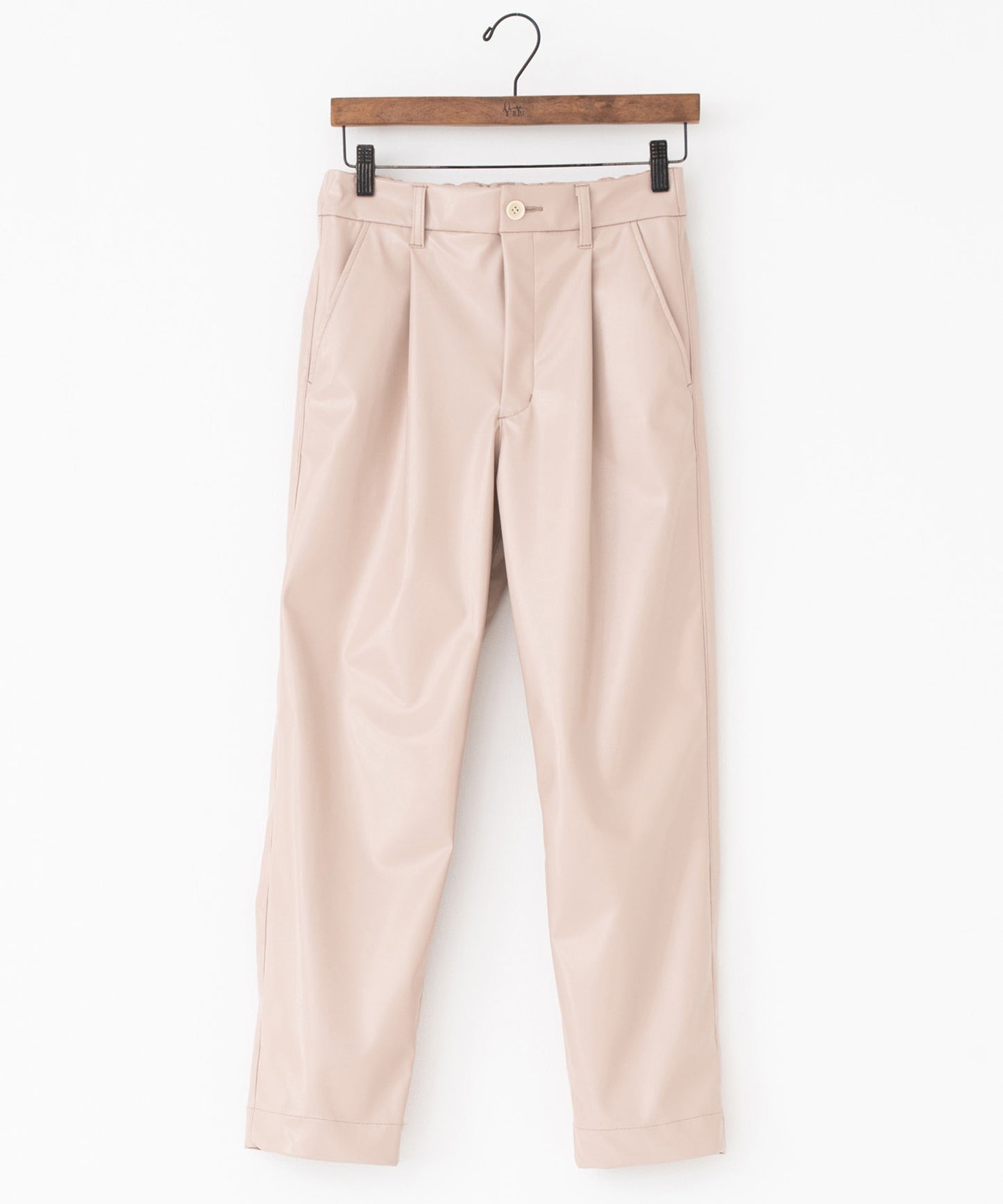 vegan leather tapered slacks