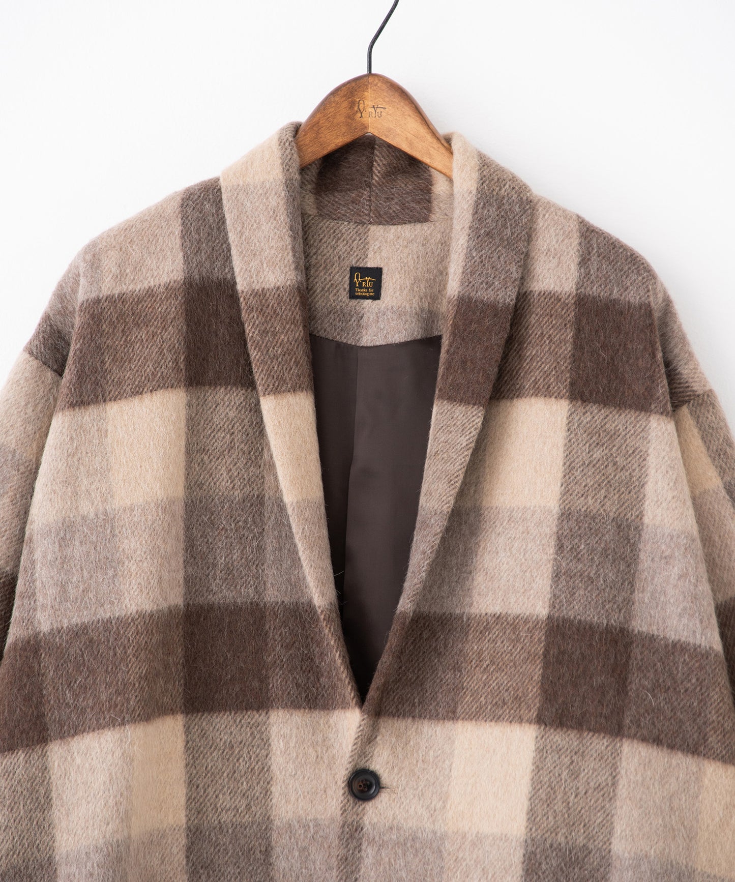 block plaid fringe coat