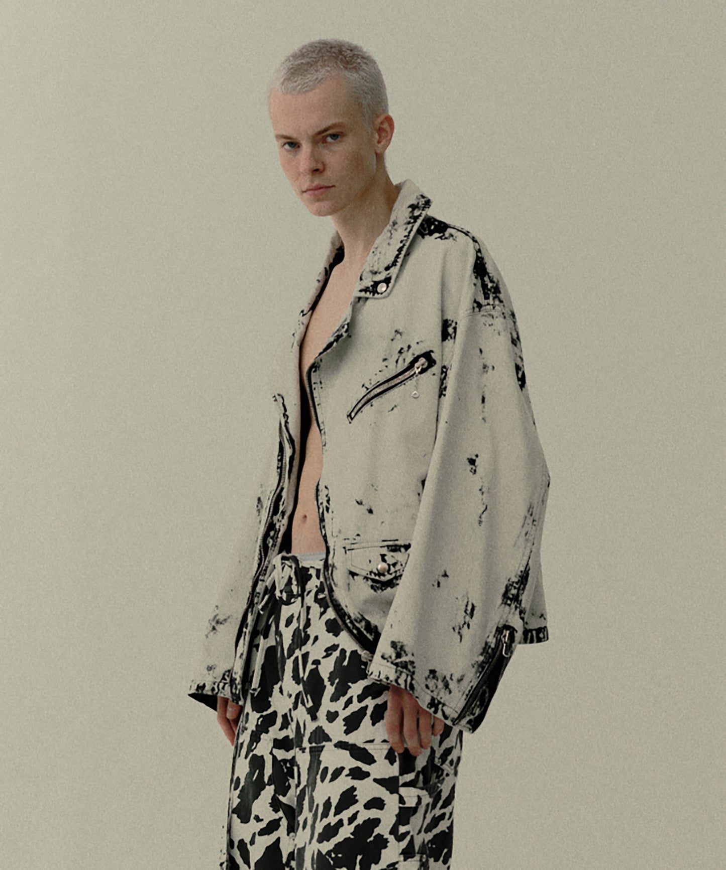 BLACK BLEACH W RIDERS BLOUSON