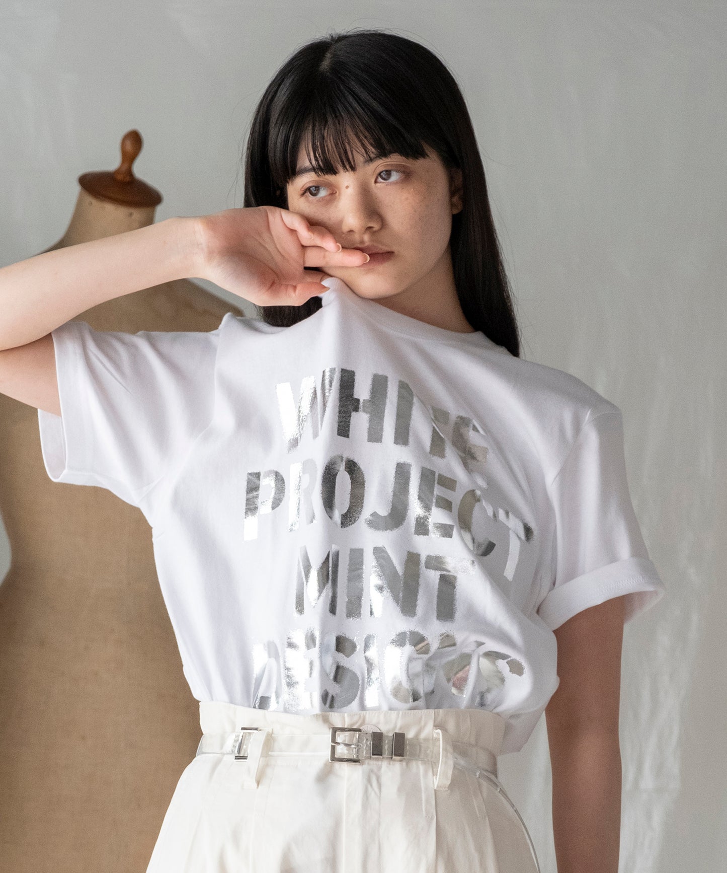 WHITE PROJECT"STENCIL PRINT T-SHIRT / ホワイトプロジェクトステンシルプリントTシャツ