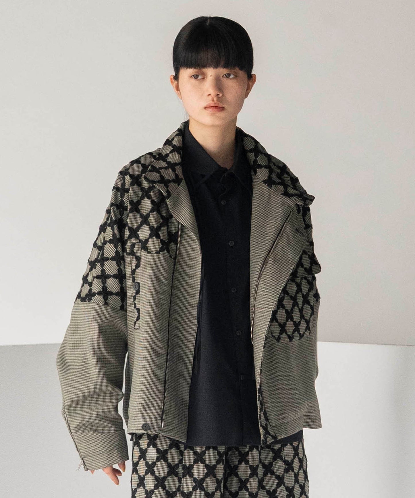 MIX CHECK SHORT COAT