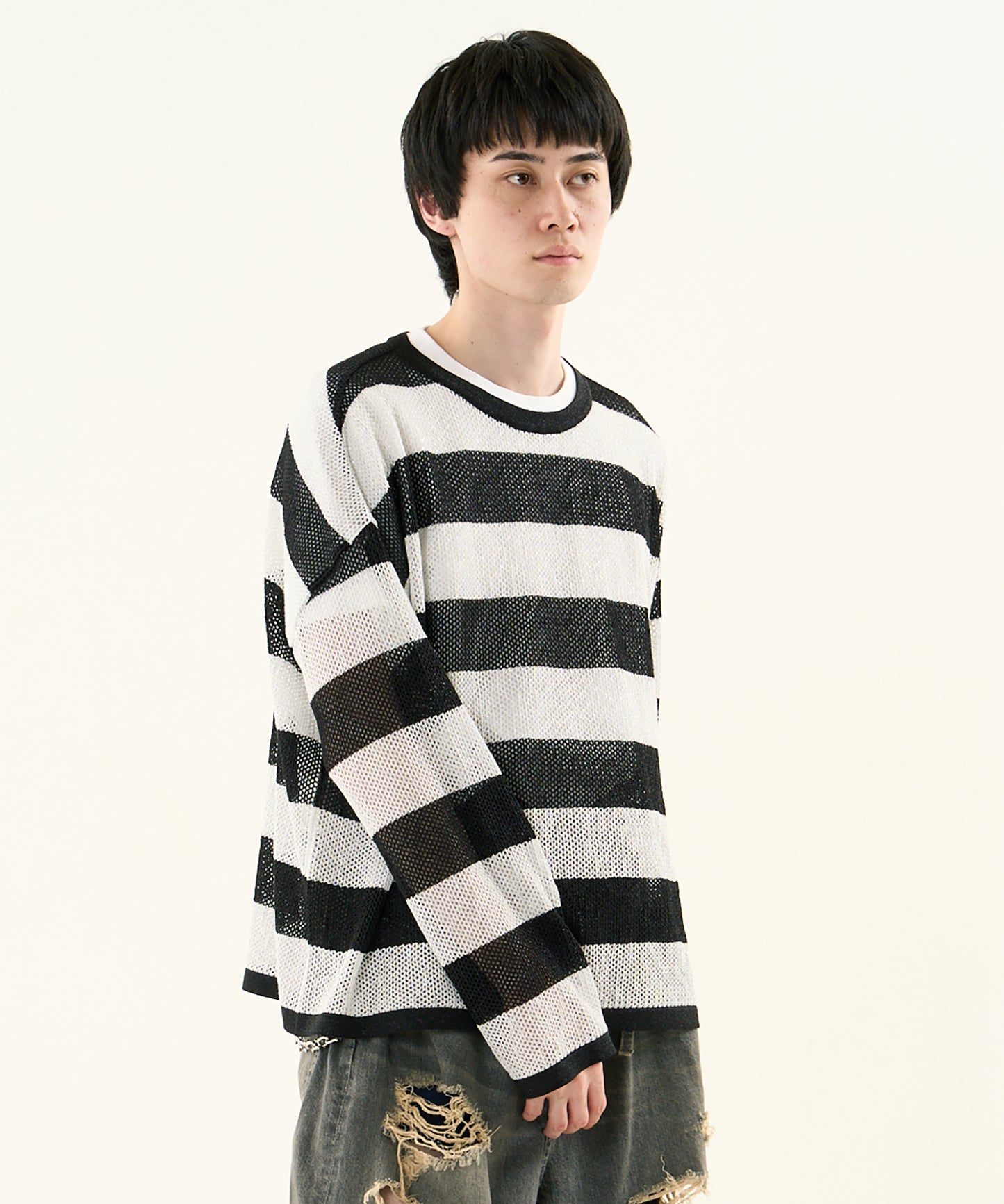 MESH LAME PULLOVER KNIT