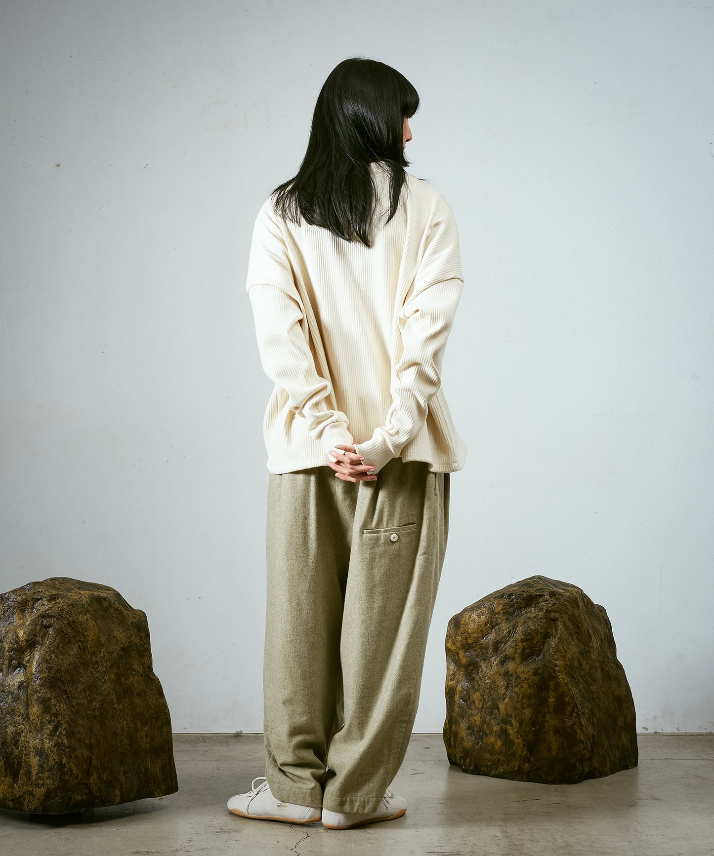 縮絨ウールタックワイドPT