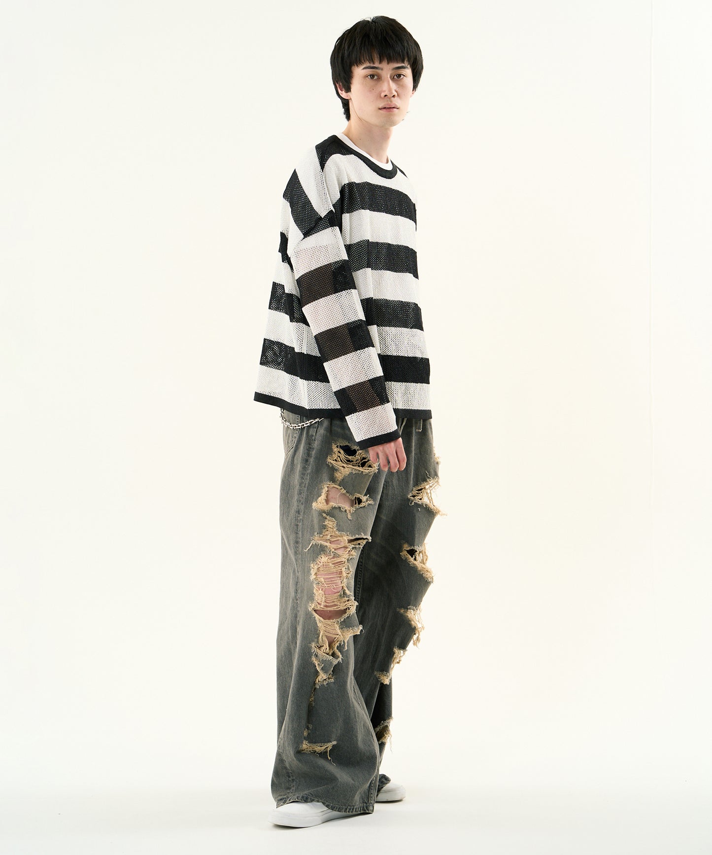 MESH LAME PULLOVER KNIT