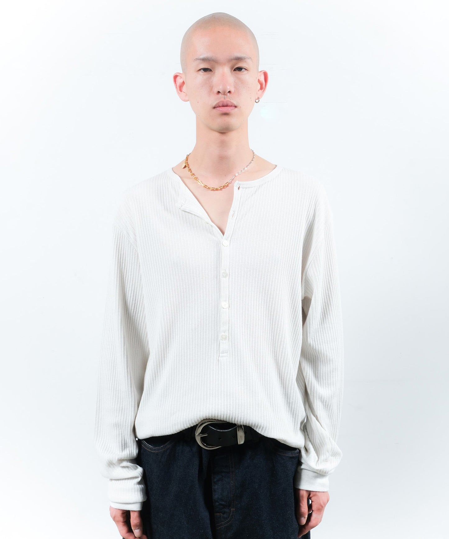 VINTAGE LIGHT RIB HENRY NECK L/S