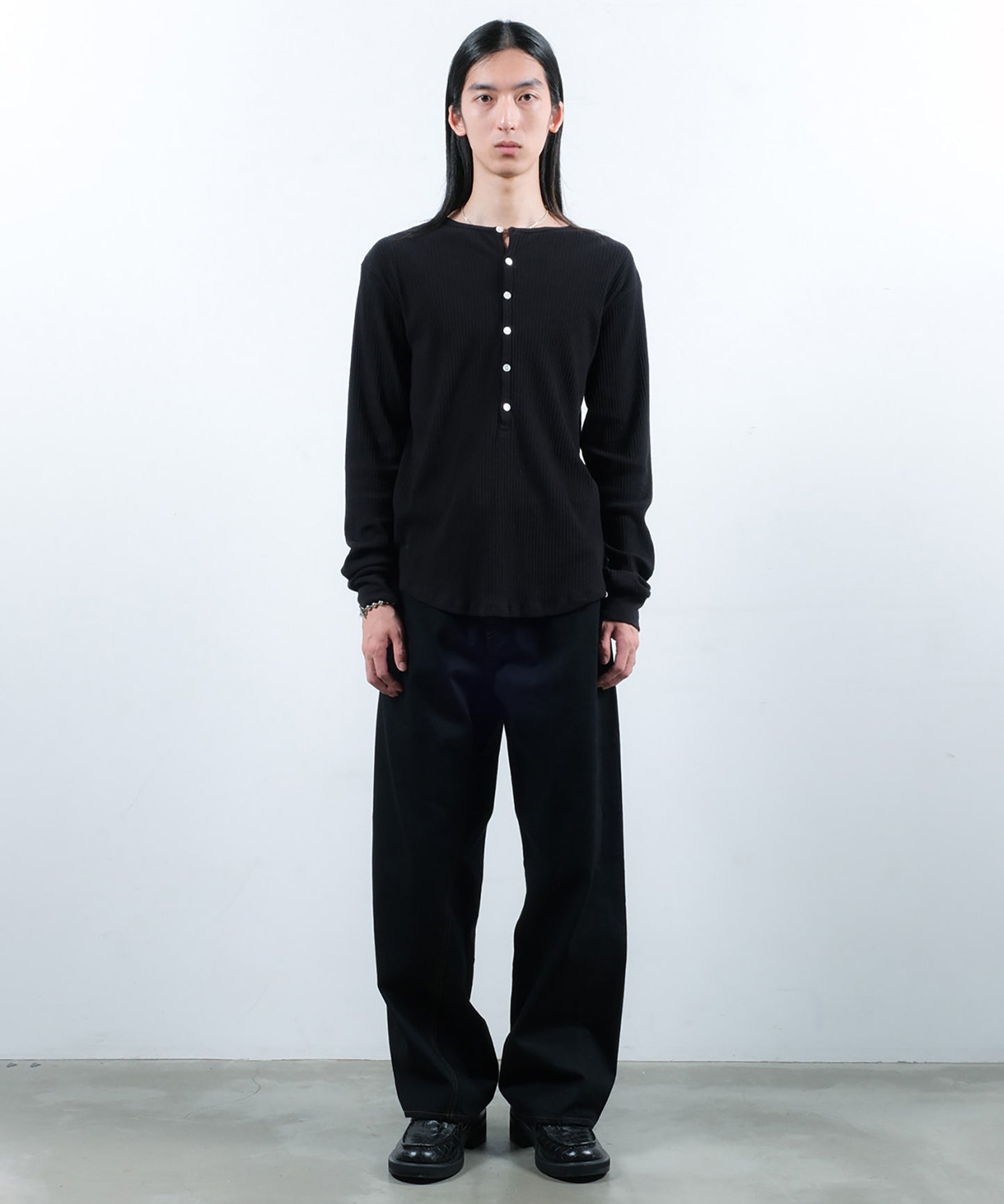 VINTAGE LIGHT RIB HENRY NECK L/S