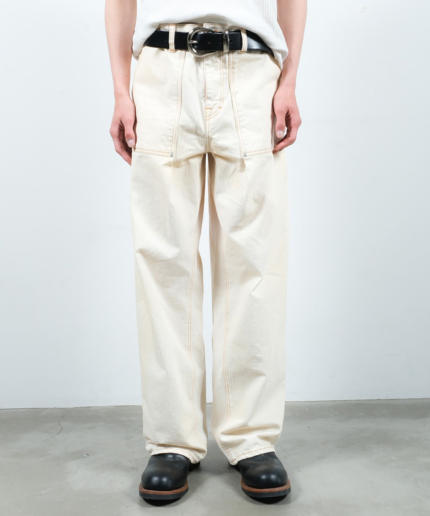 BAKER TUCK HERRINGBONE PANTS