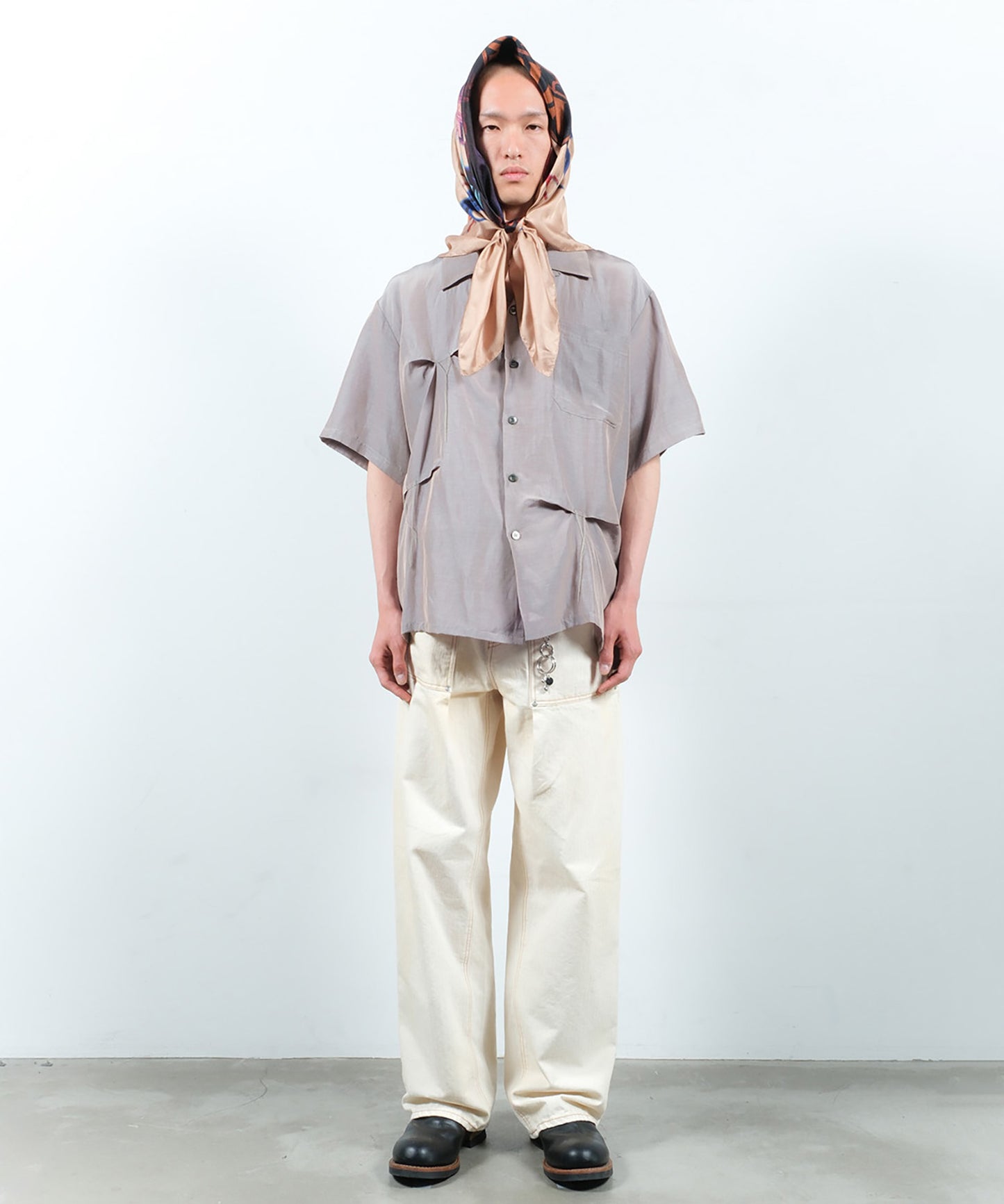 HAND STITCH OPEN COLLAR SHIRT S/S