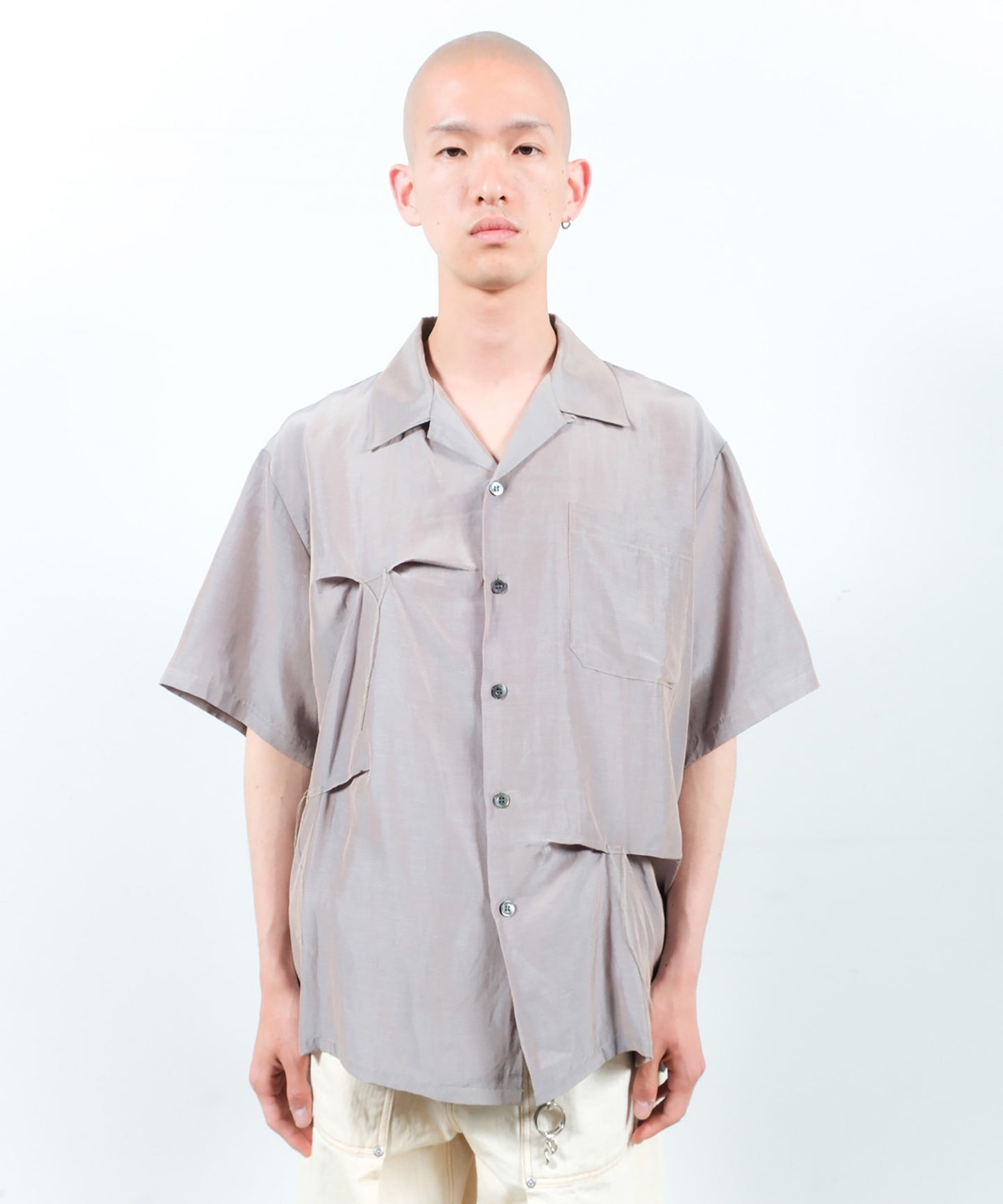 HAND STITCH OPEN COLLAR SHIRT S/S