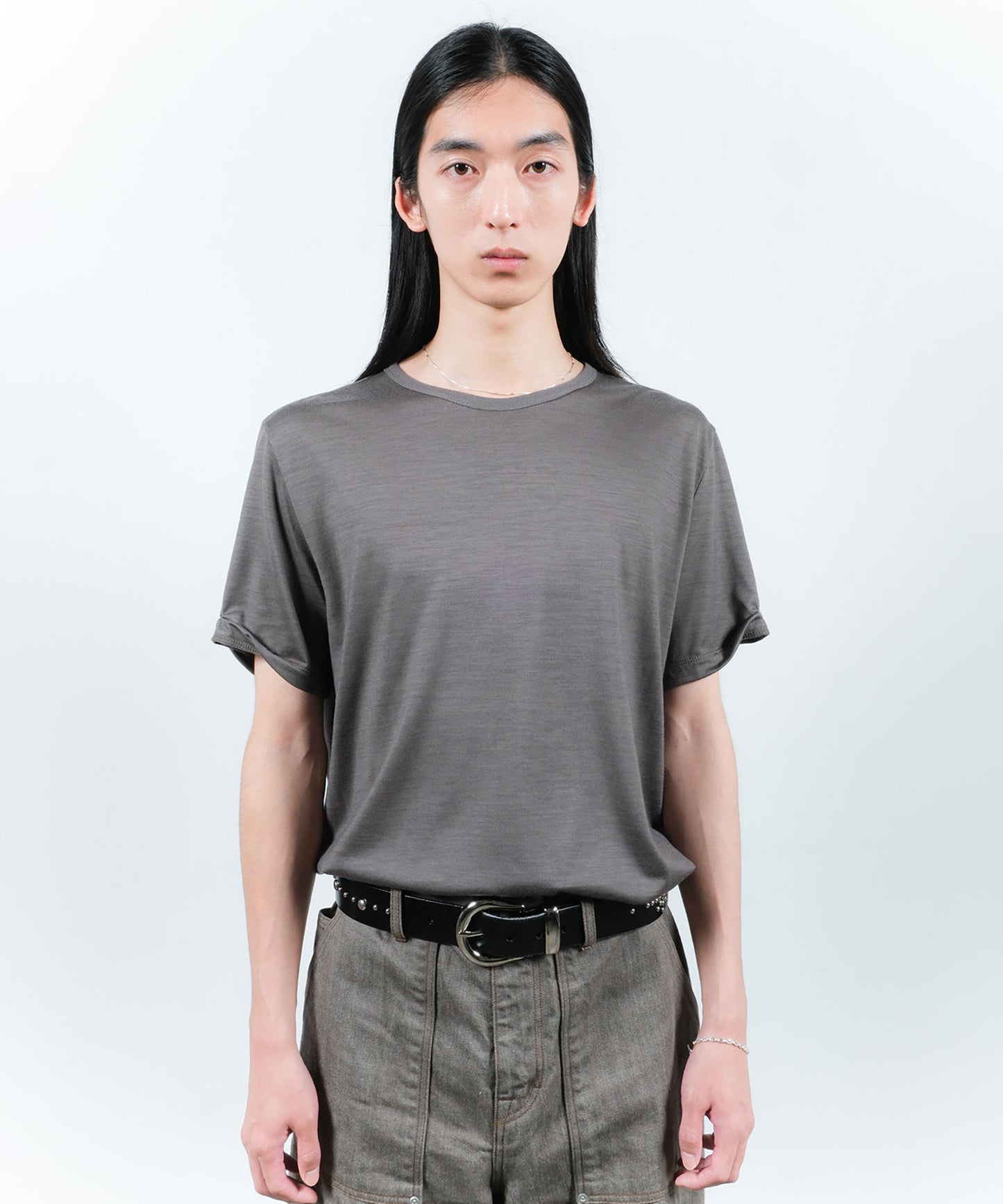 SLEEVE ROLL UP WOOL TEE
