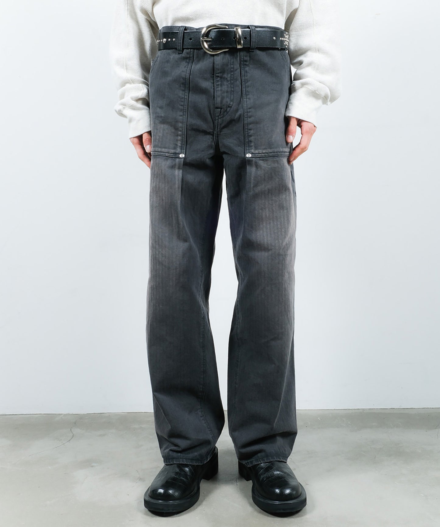 BAKER TUCK HERRINGBONE PANTS