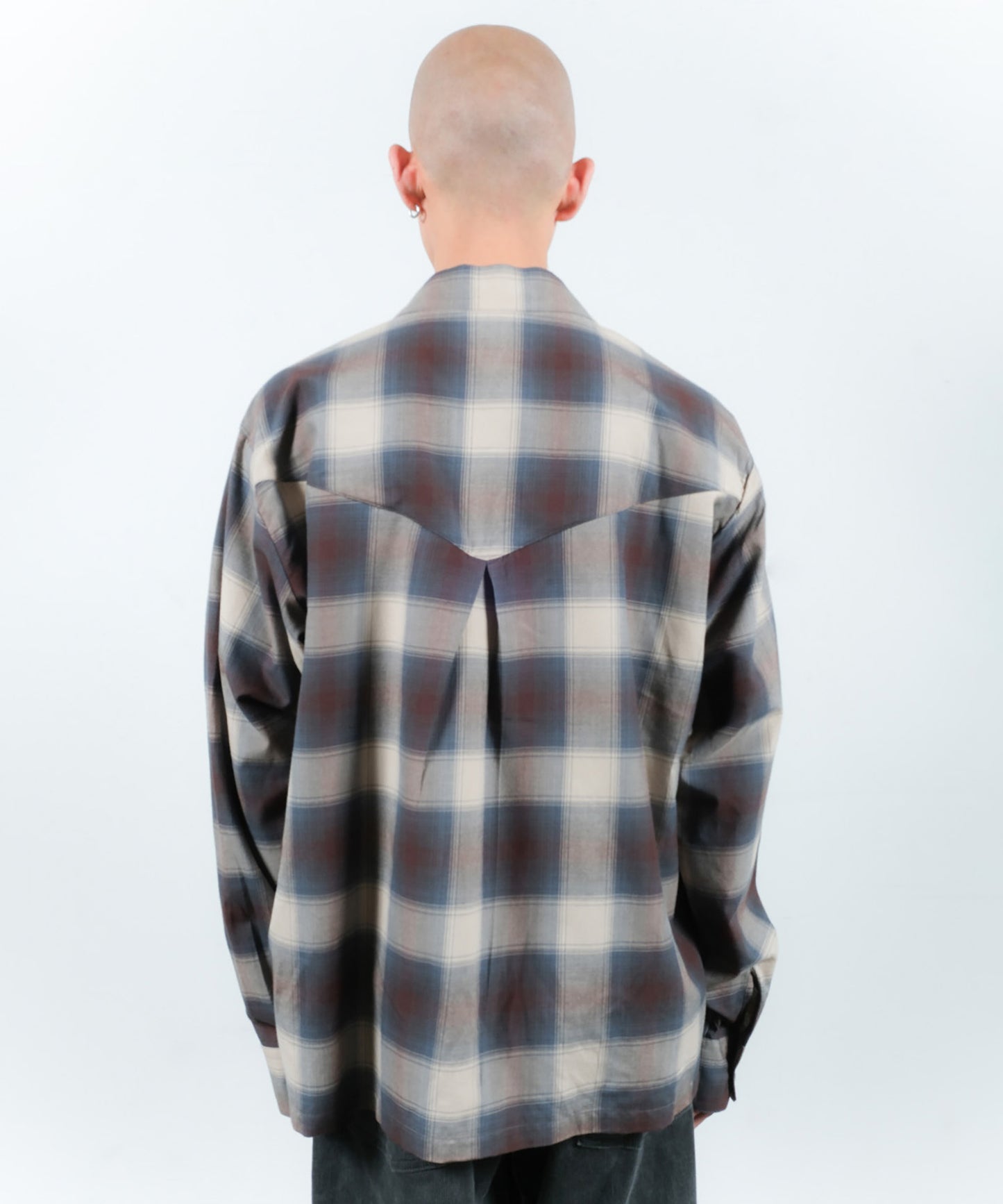 CHECK OPEN COLLAR SHIRT