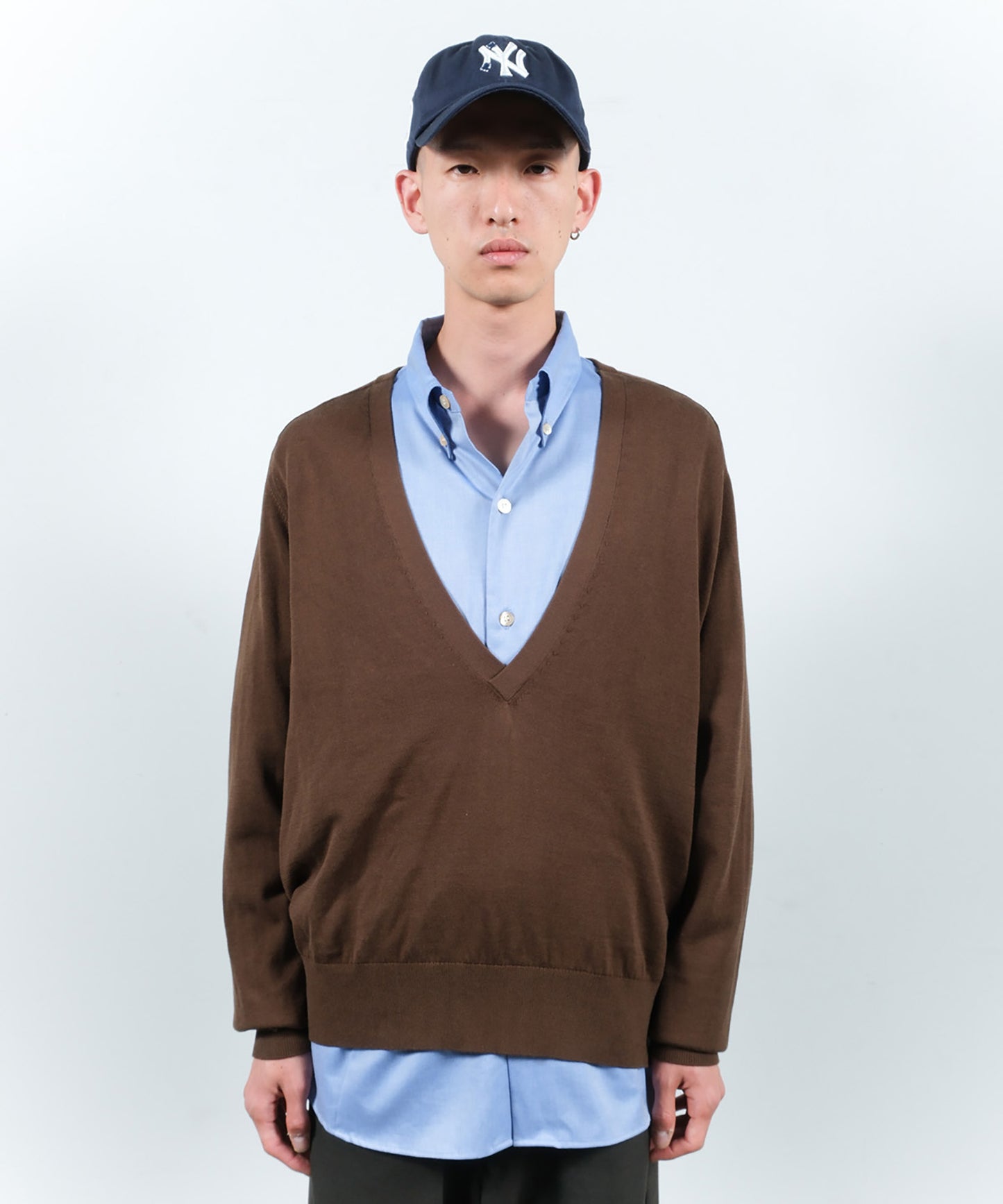 COTTON SILK V NECK KNIT