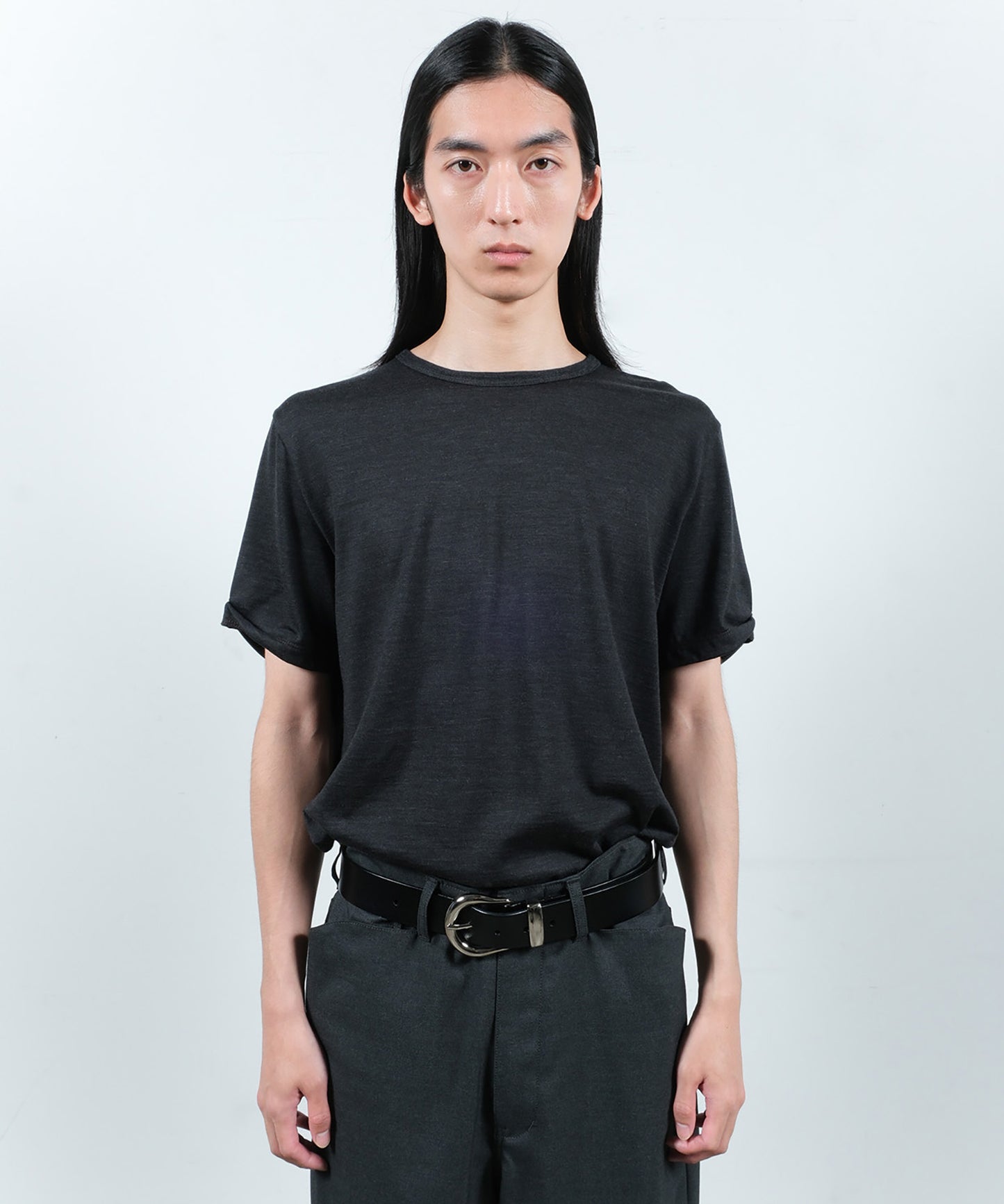 SLEEVE ROLL UP WOOL TEE