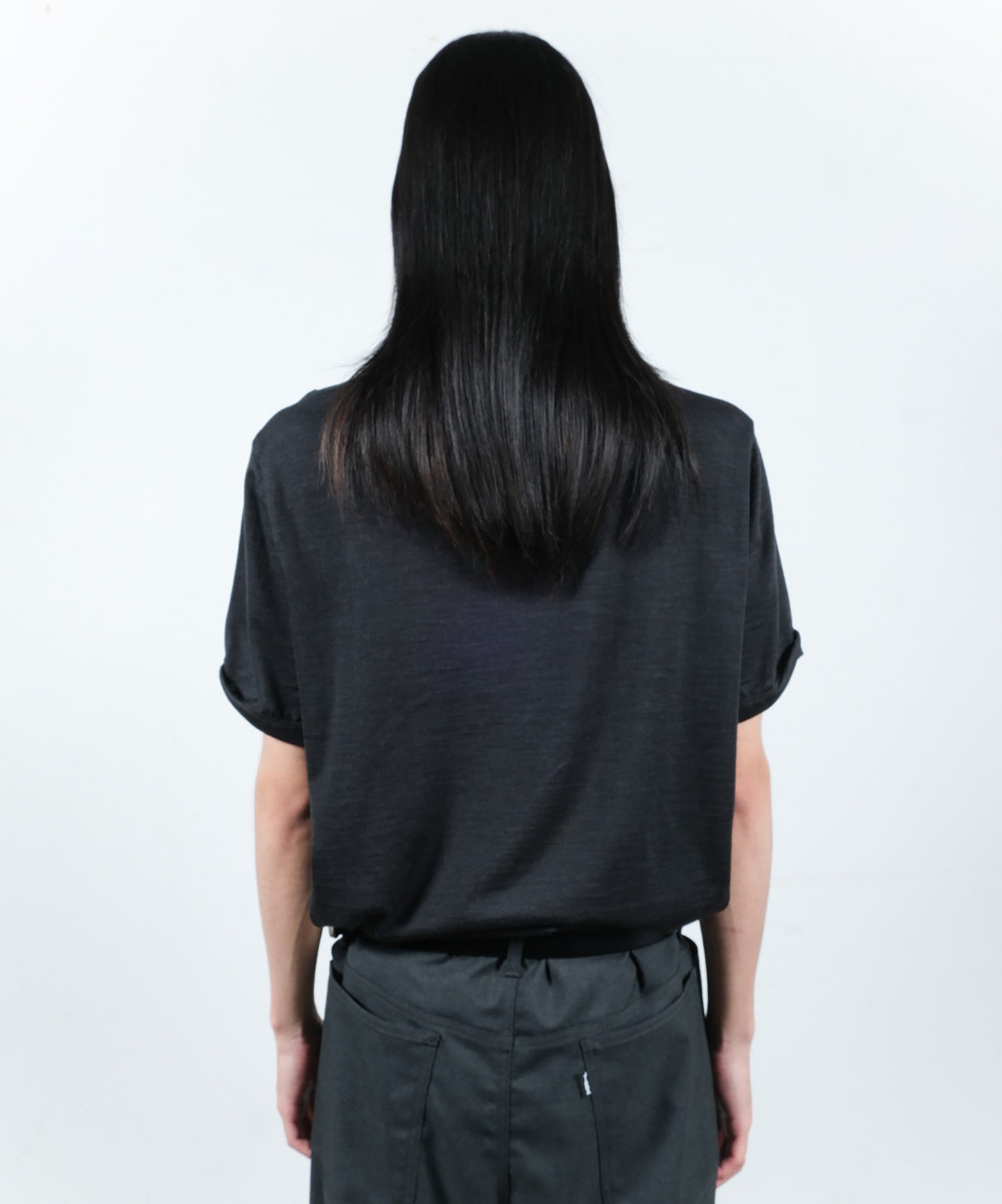 SLEEVE ROLL UP WOOL TEE