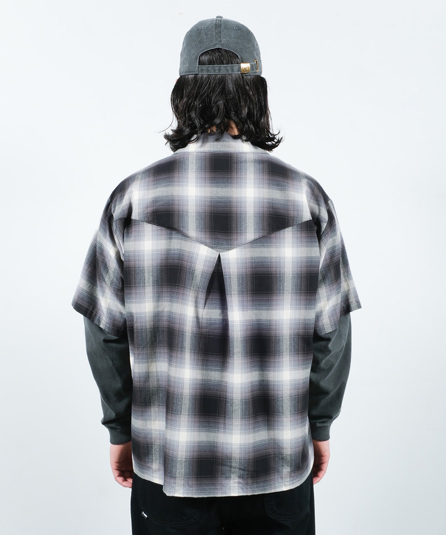CHECK OPEN COLLAR SHIRT S/S