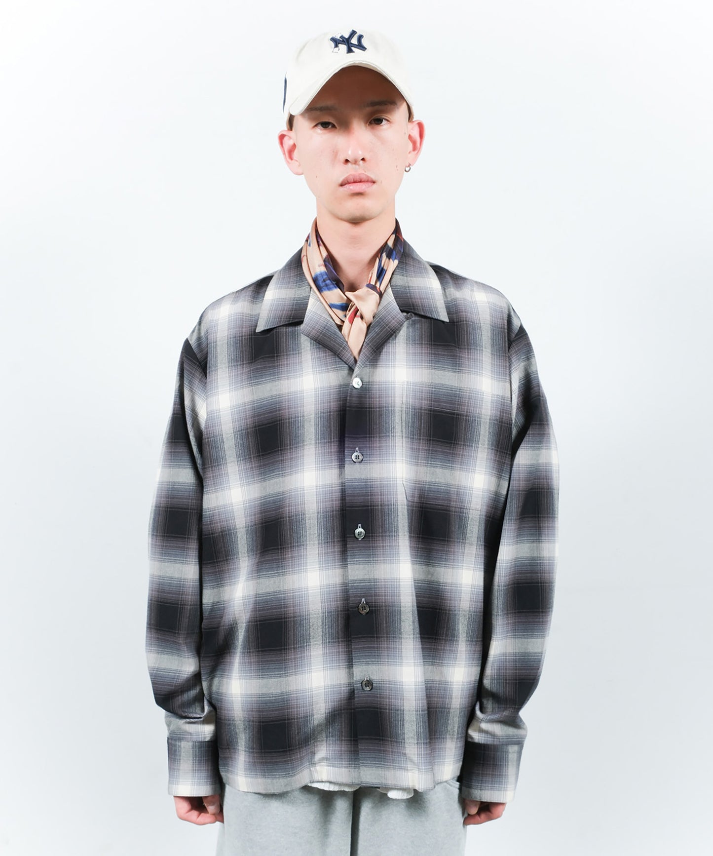 CHECK OPEN COLLAR SHIRT