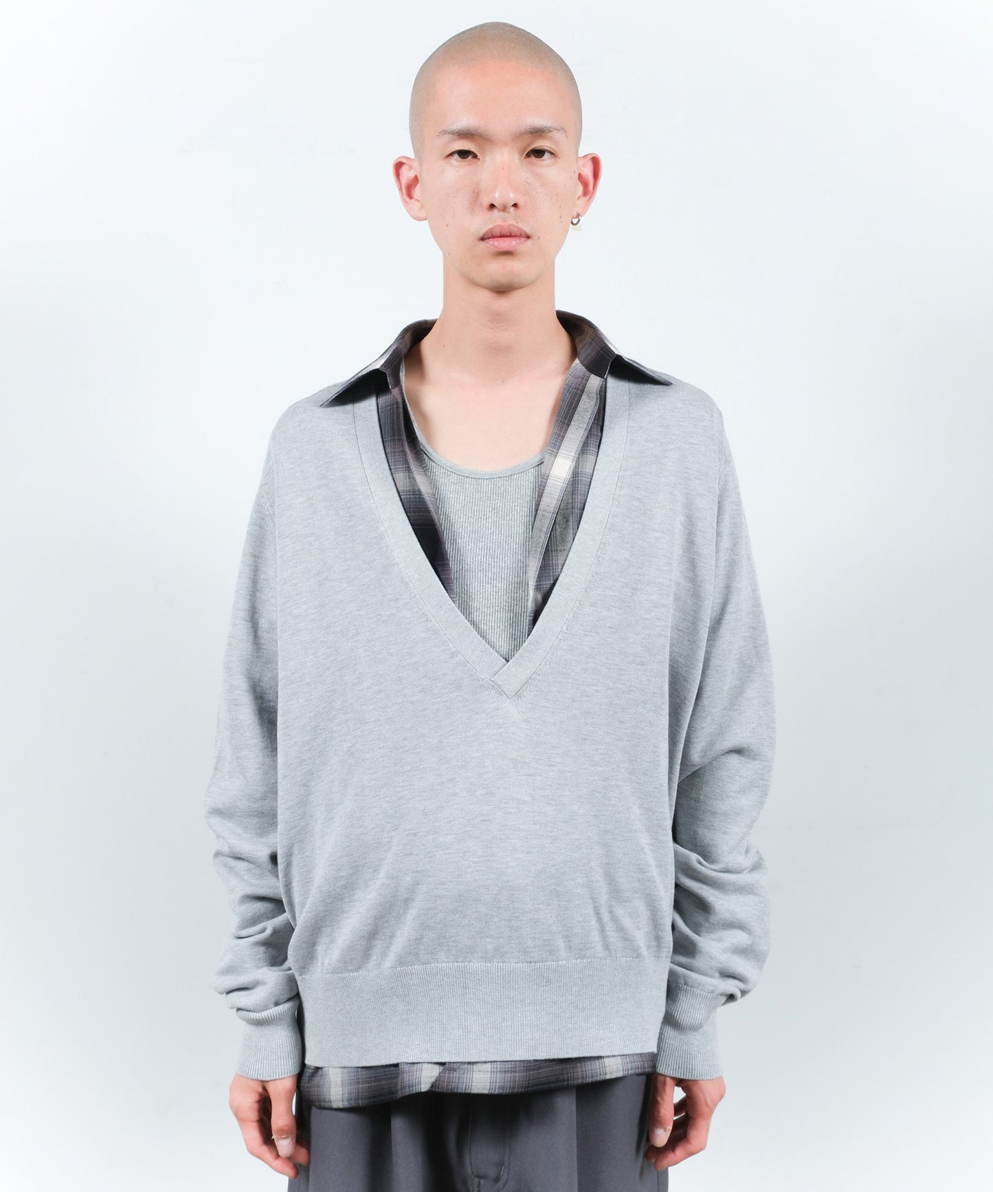 COTTON SILK V NECK KNIT