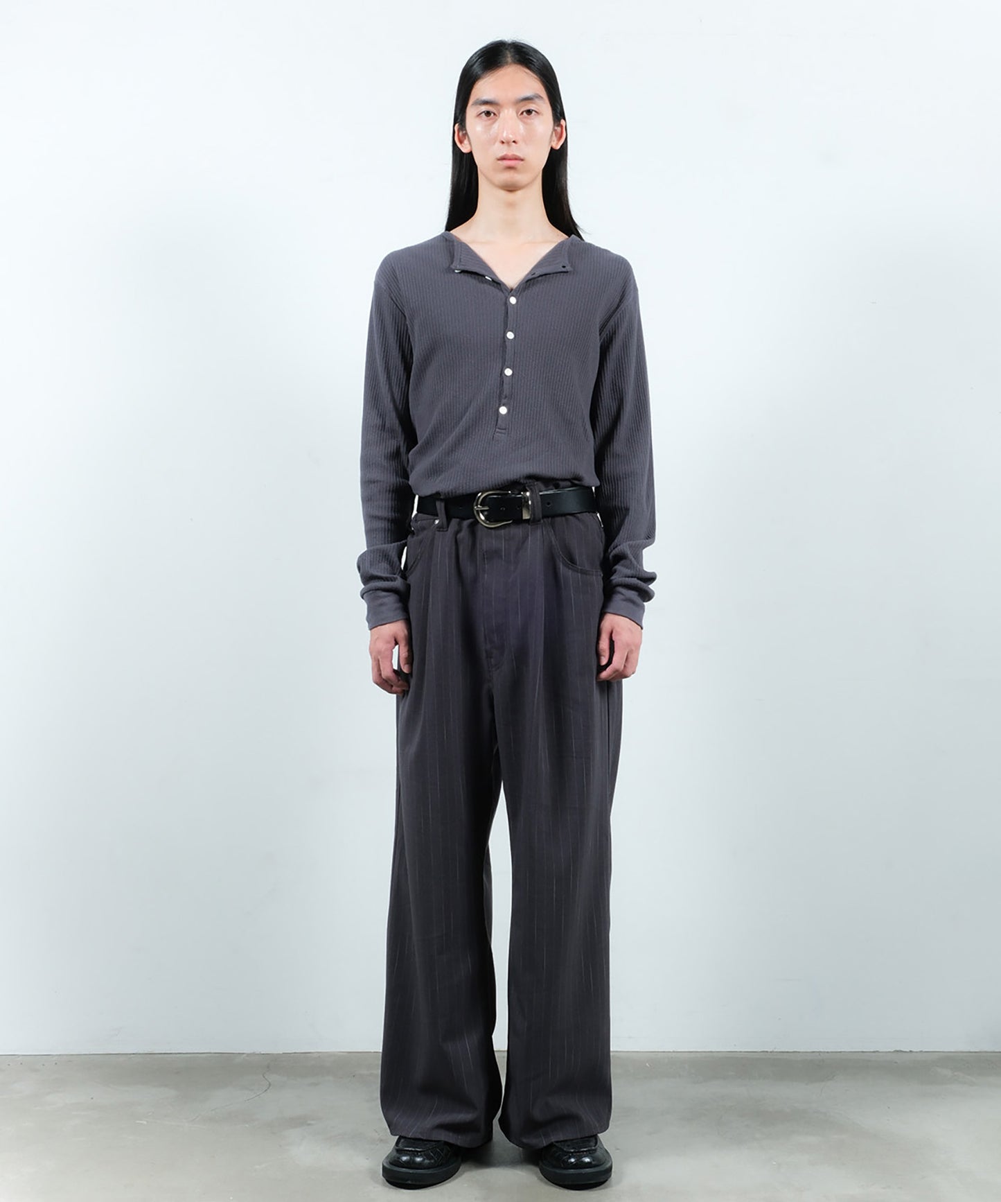 STRIPE WIDE ONE TUCK PANTS