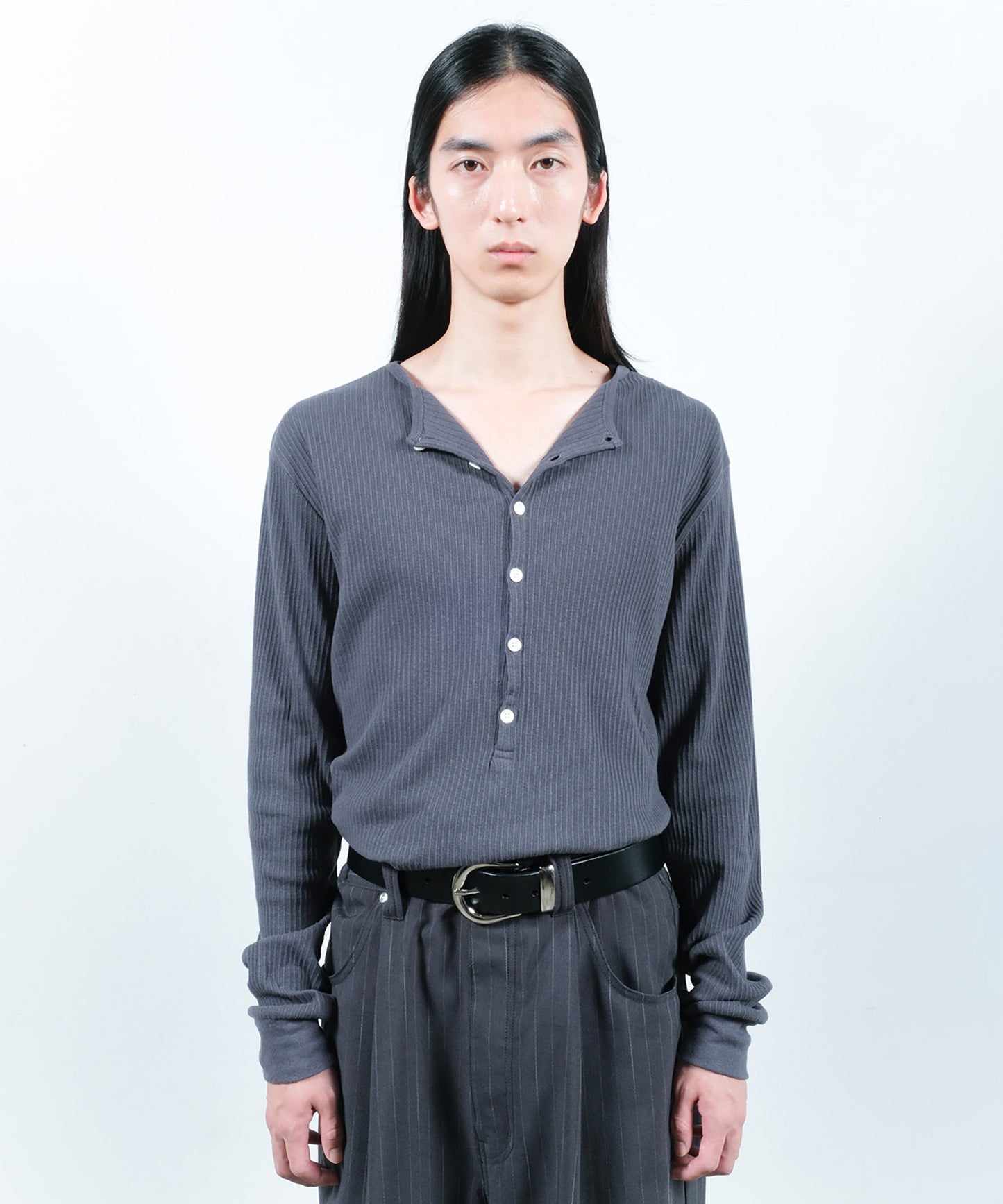 VINTAGE LIGHT RIB HENRY NECK L/S