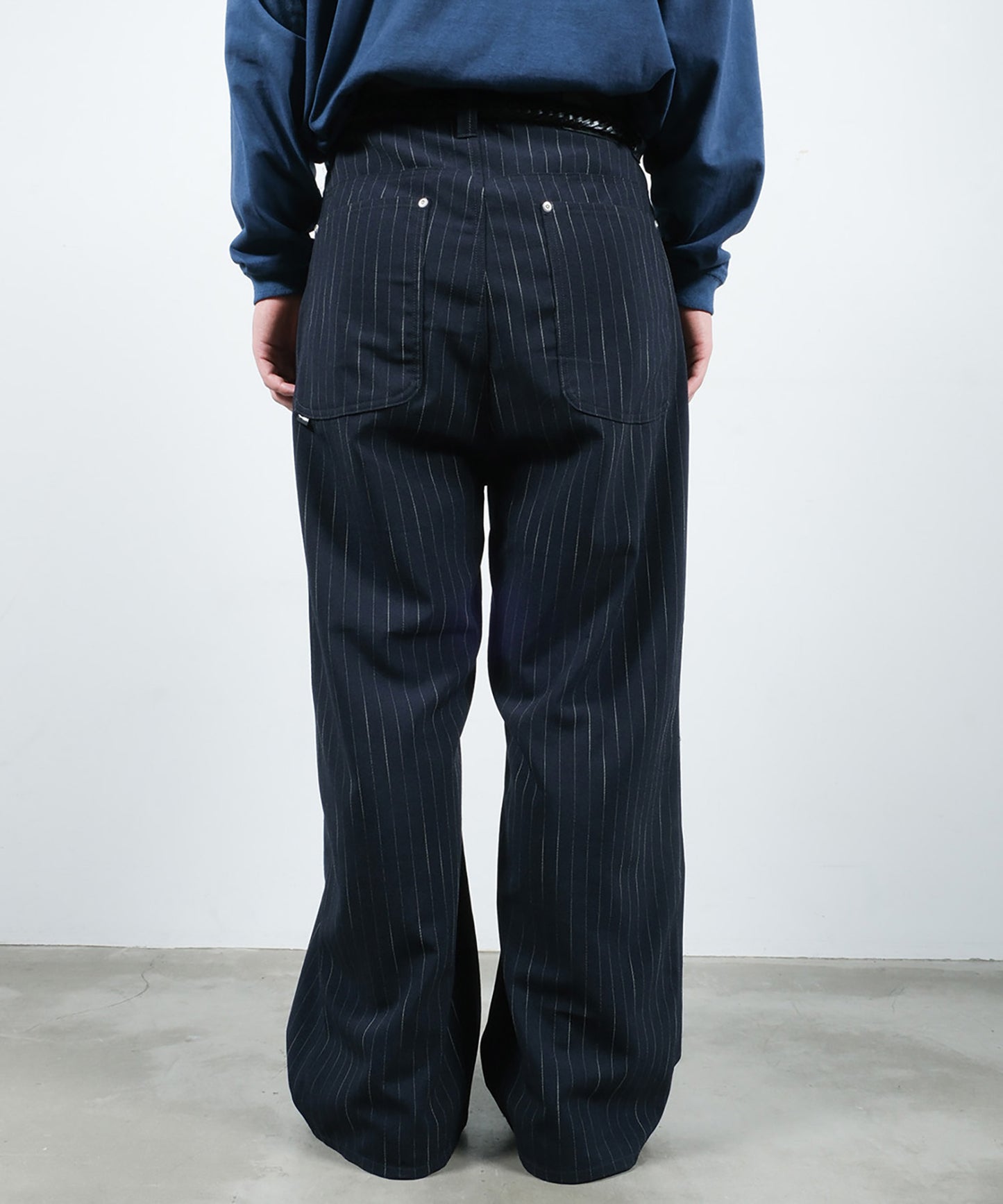 STRIPE WIDE ONE TUCK PANTS
