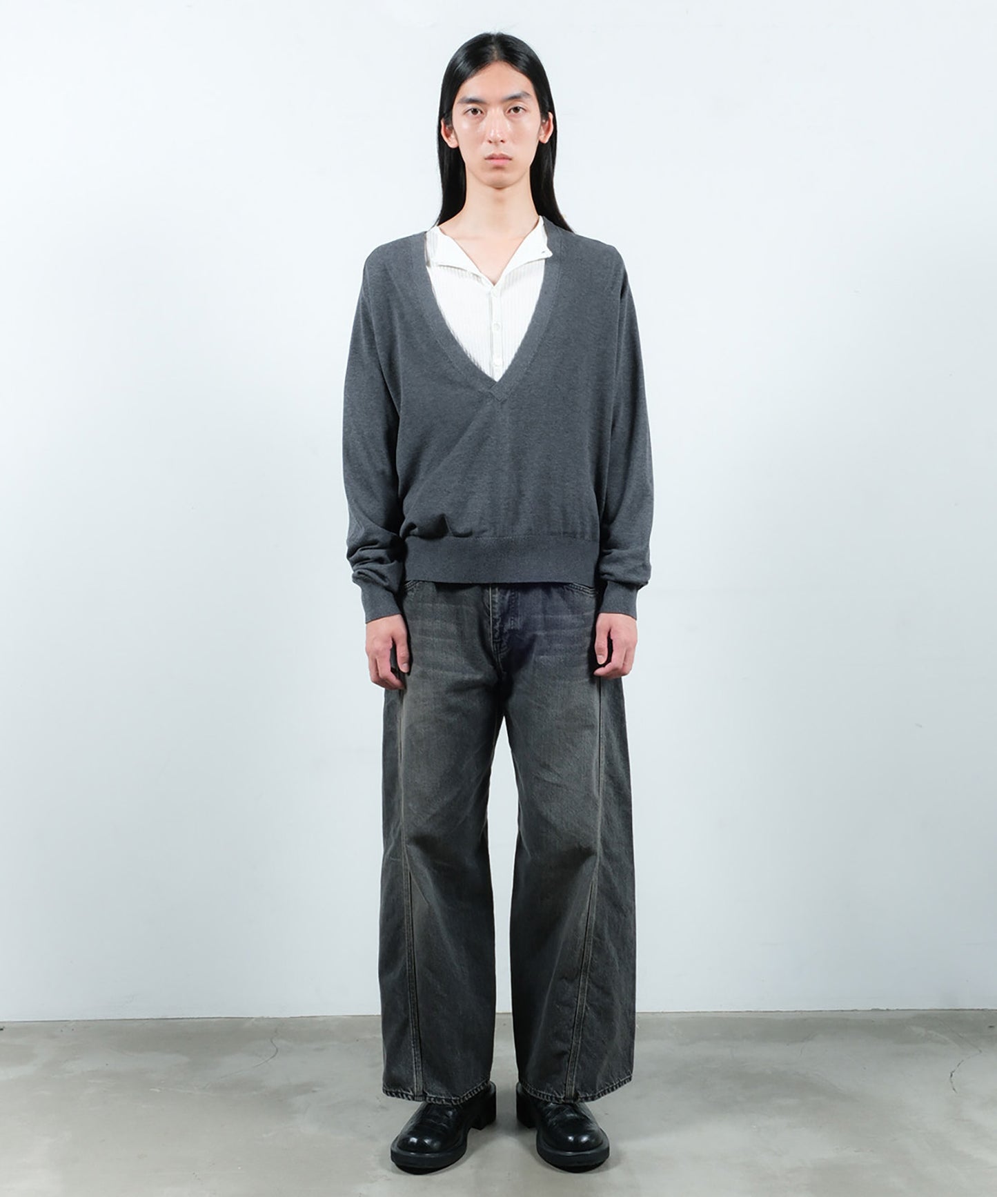 COTTON SILK V NECK KNIT