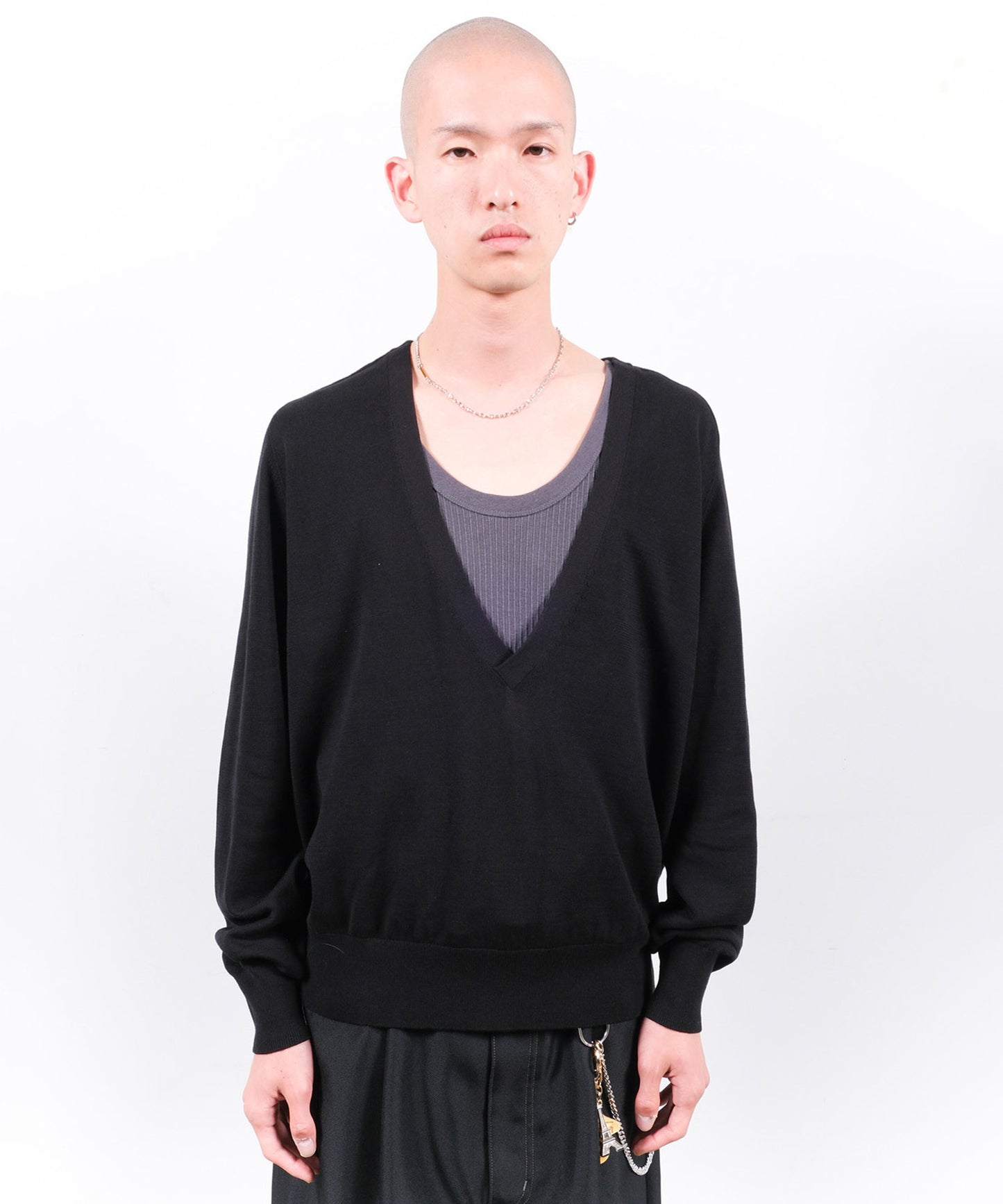 COTTON SILK V NECK KNIT