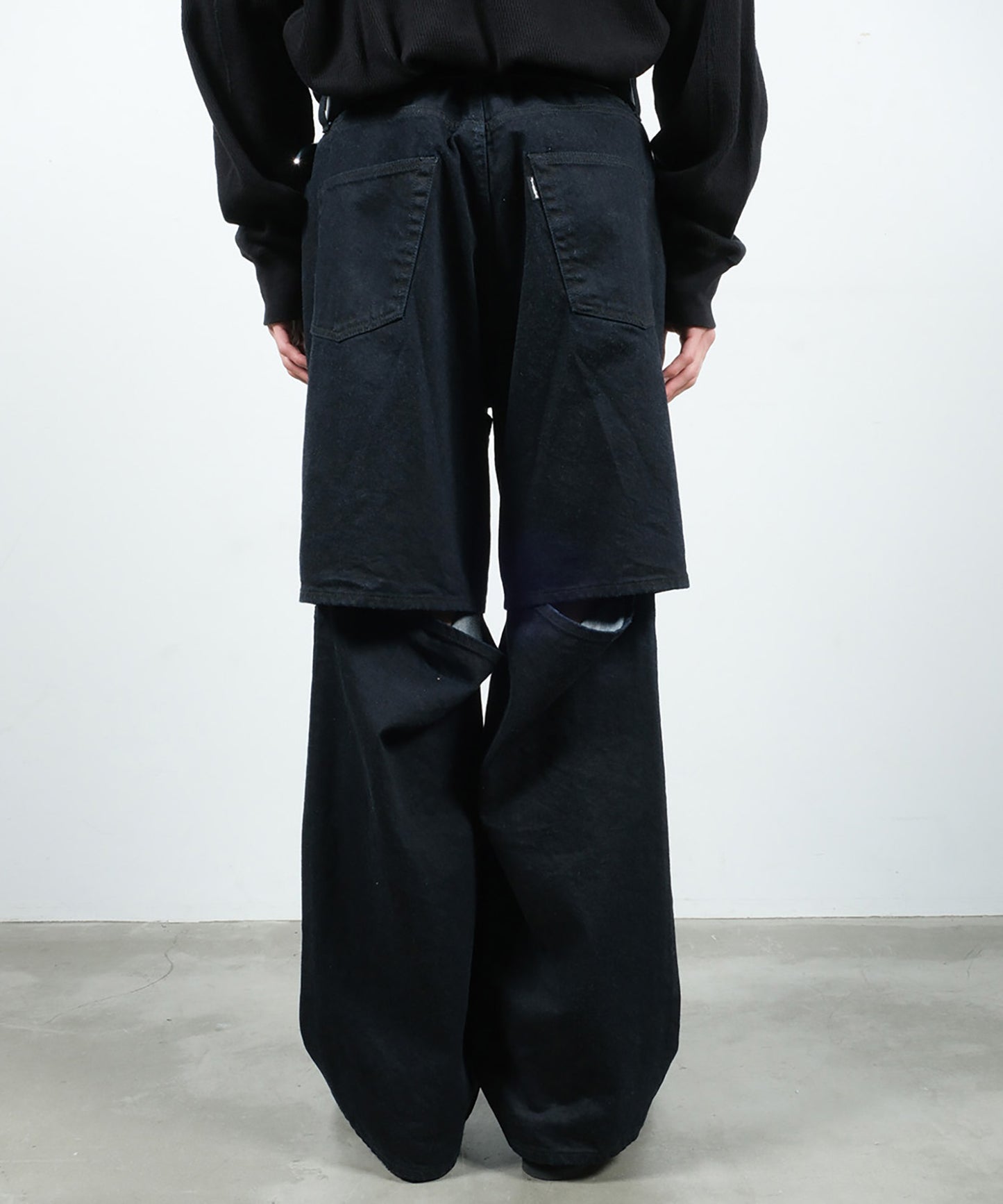 KNEE HIGH LAYERED COATED DENIM