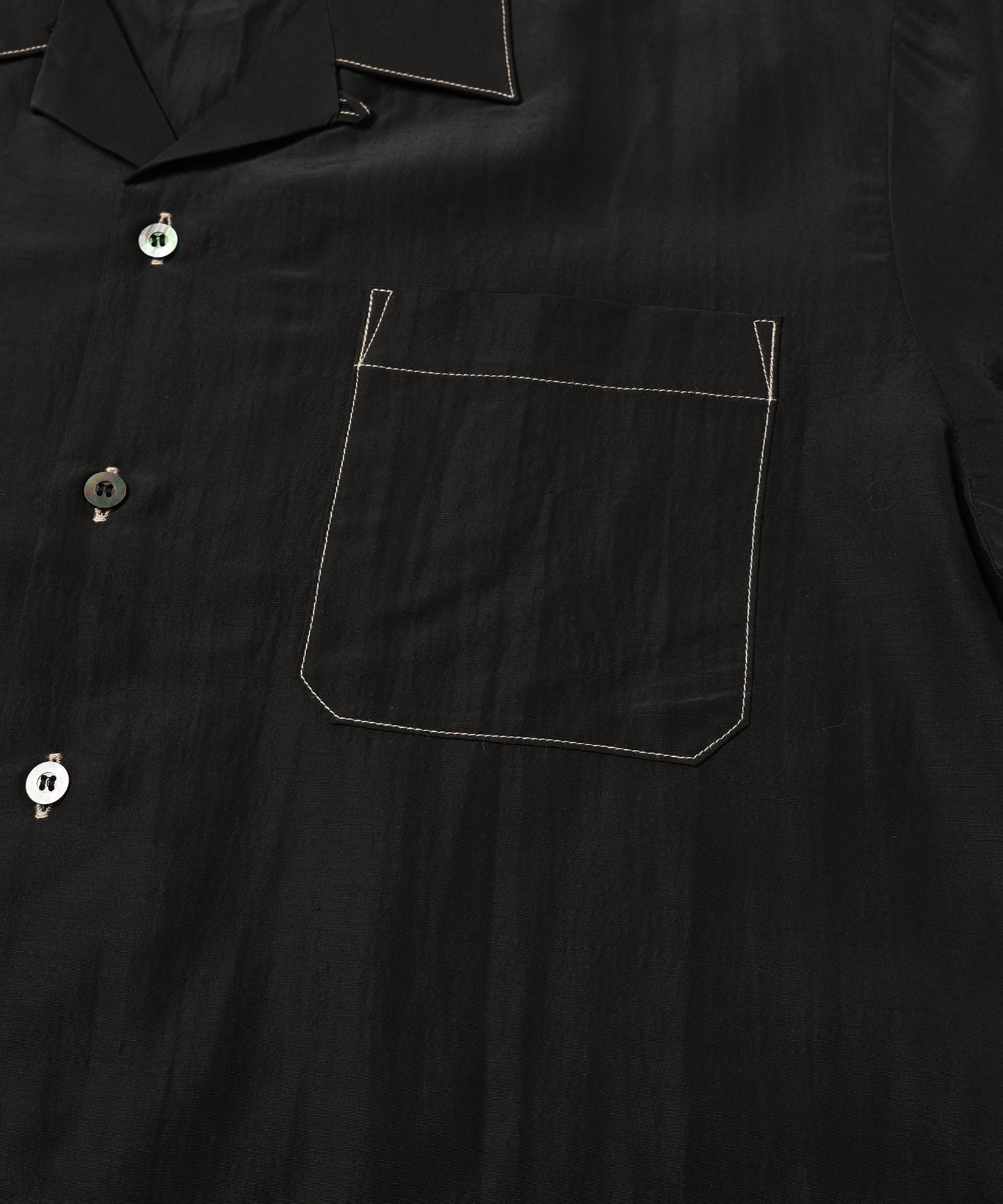 RAYON WOOL OPEN COLLAR SHIRT S/S