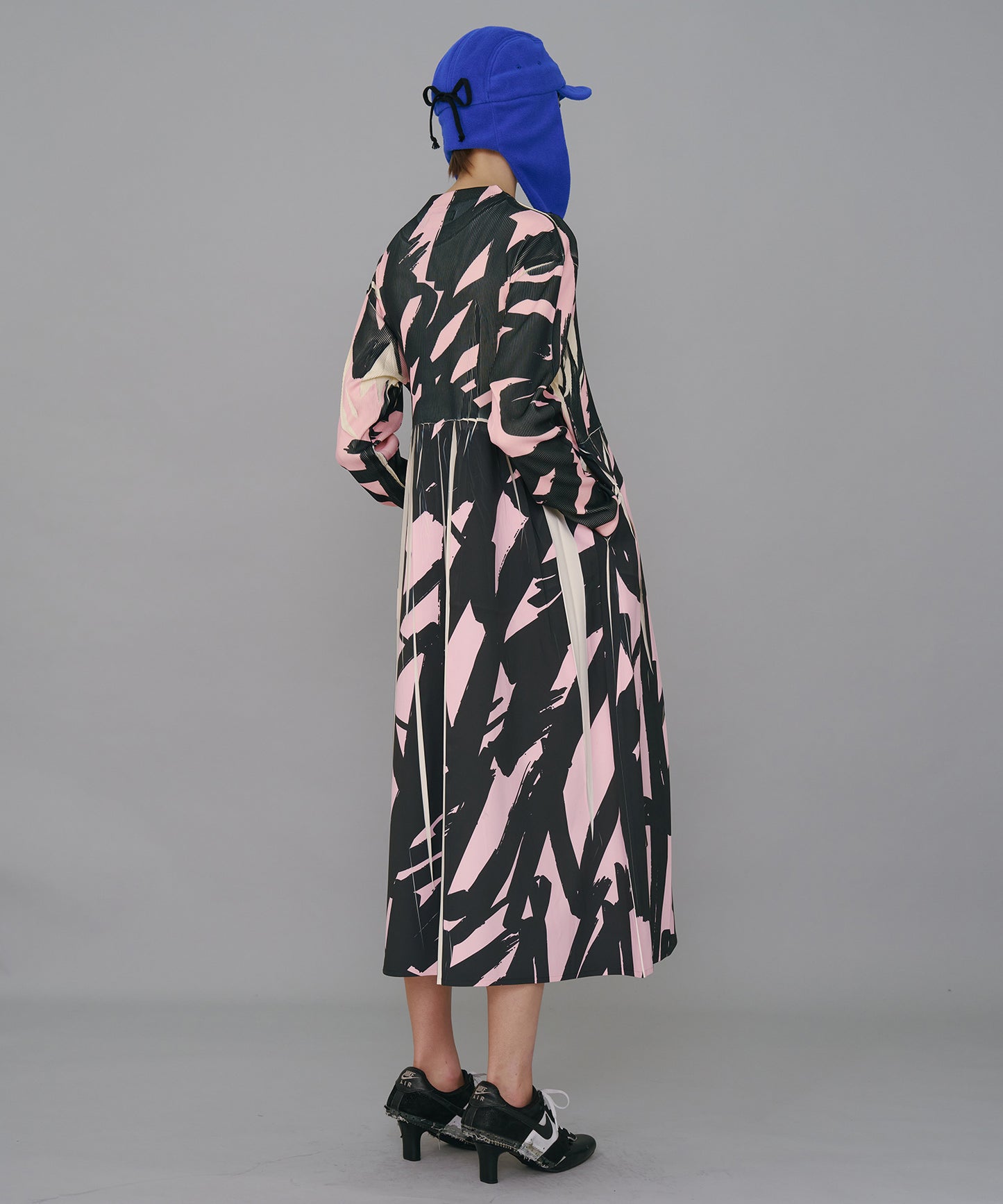 DIRECT PRINT RIB GATHER ONE-PIECE