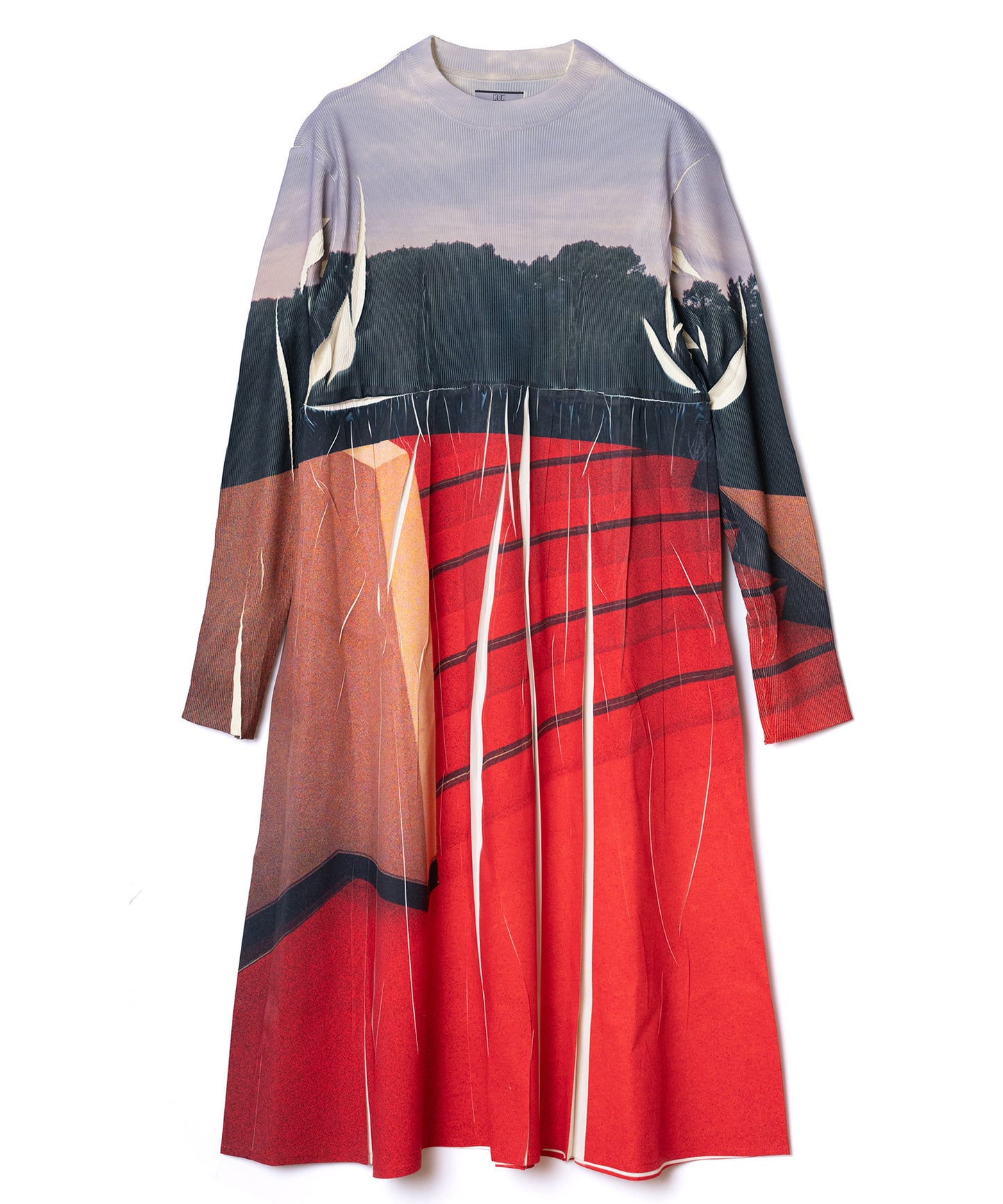 DIRECT PRINT RIB GATHER ONE-PIECE