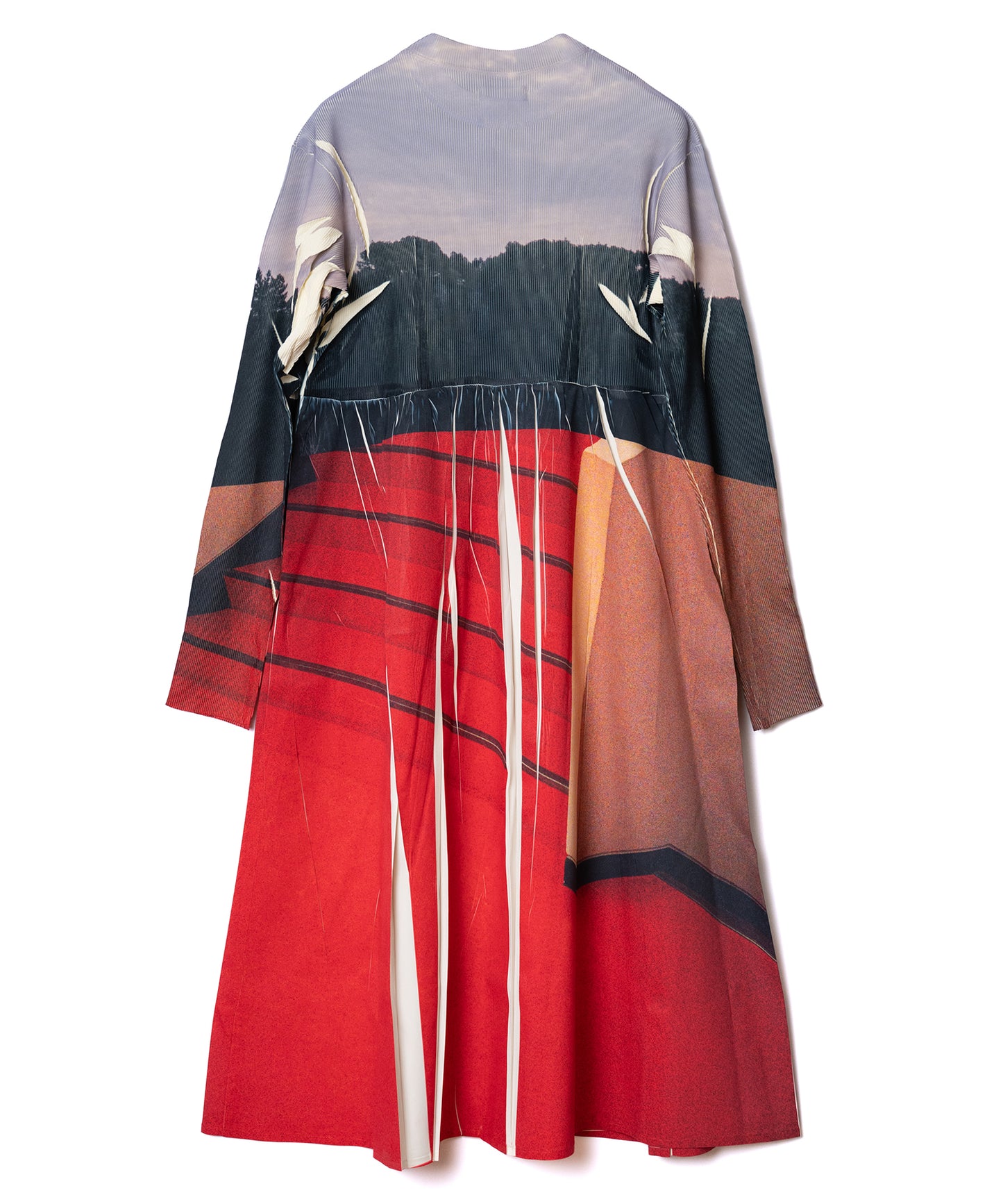 DIRECT PRINT RIB GATHER ONE-PIECE