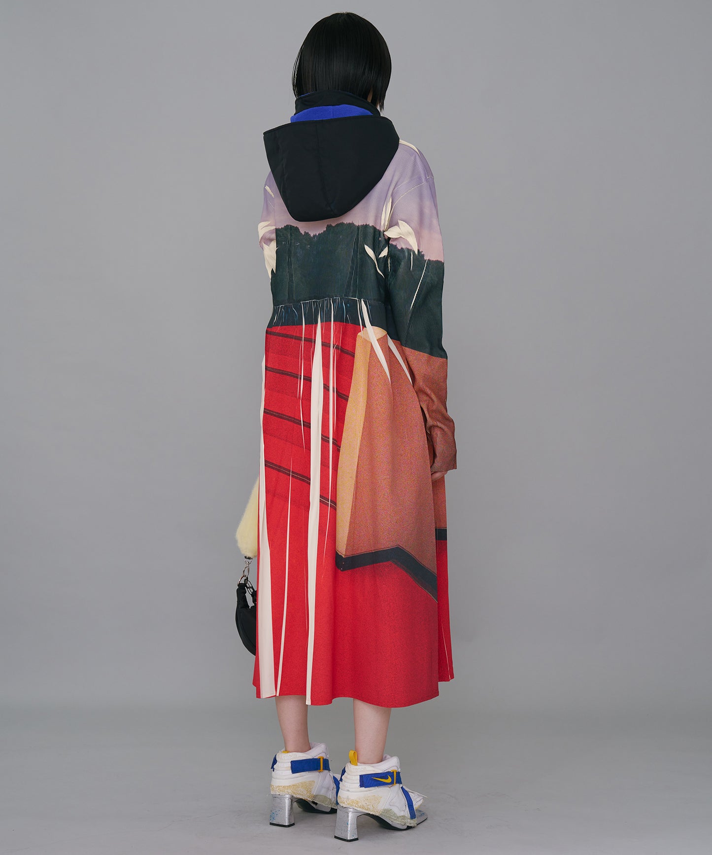 DIRECT PRINT RIB GATHER ONE-PIECE