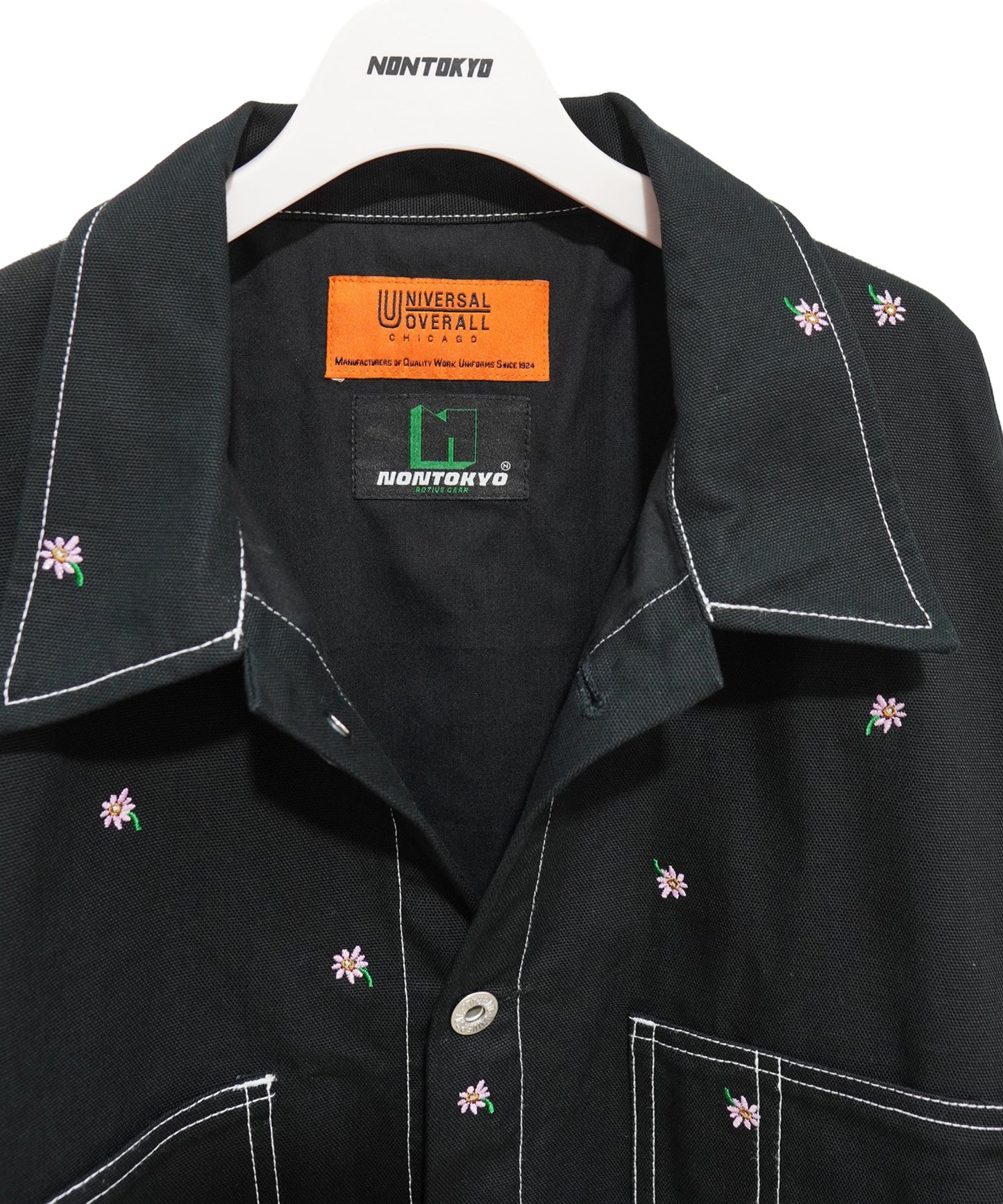FLOWER EMBROIDERY COVERALLfeat.UNIVERSALOVERALL