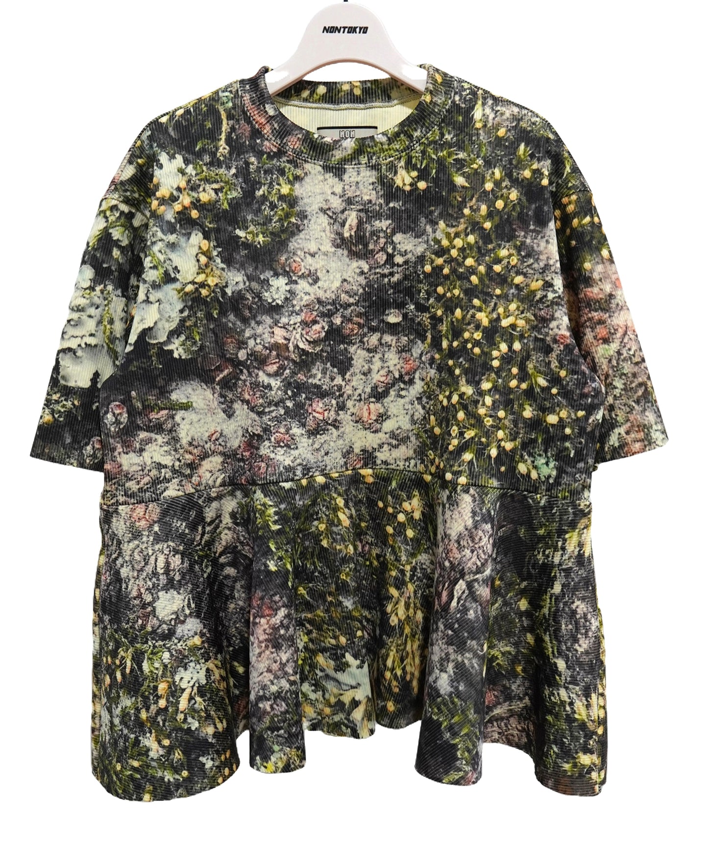 PRINT RIB FLARE HALF SLEEVE C/S