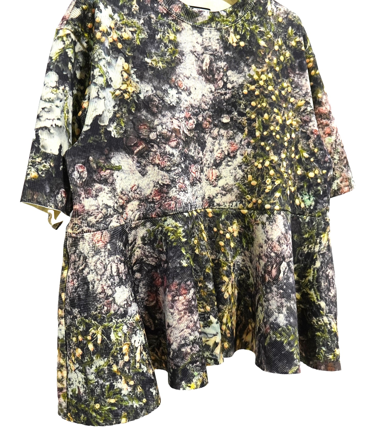 PRINT RIB FLARE HALF SLEEVE C/S