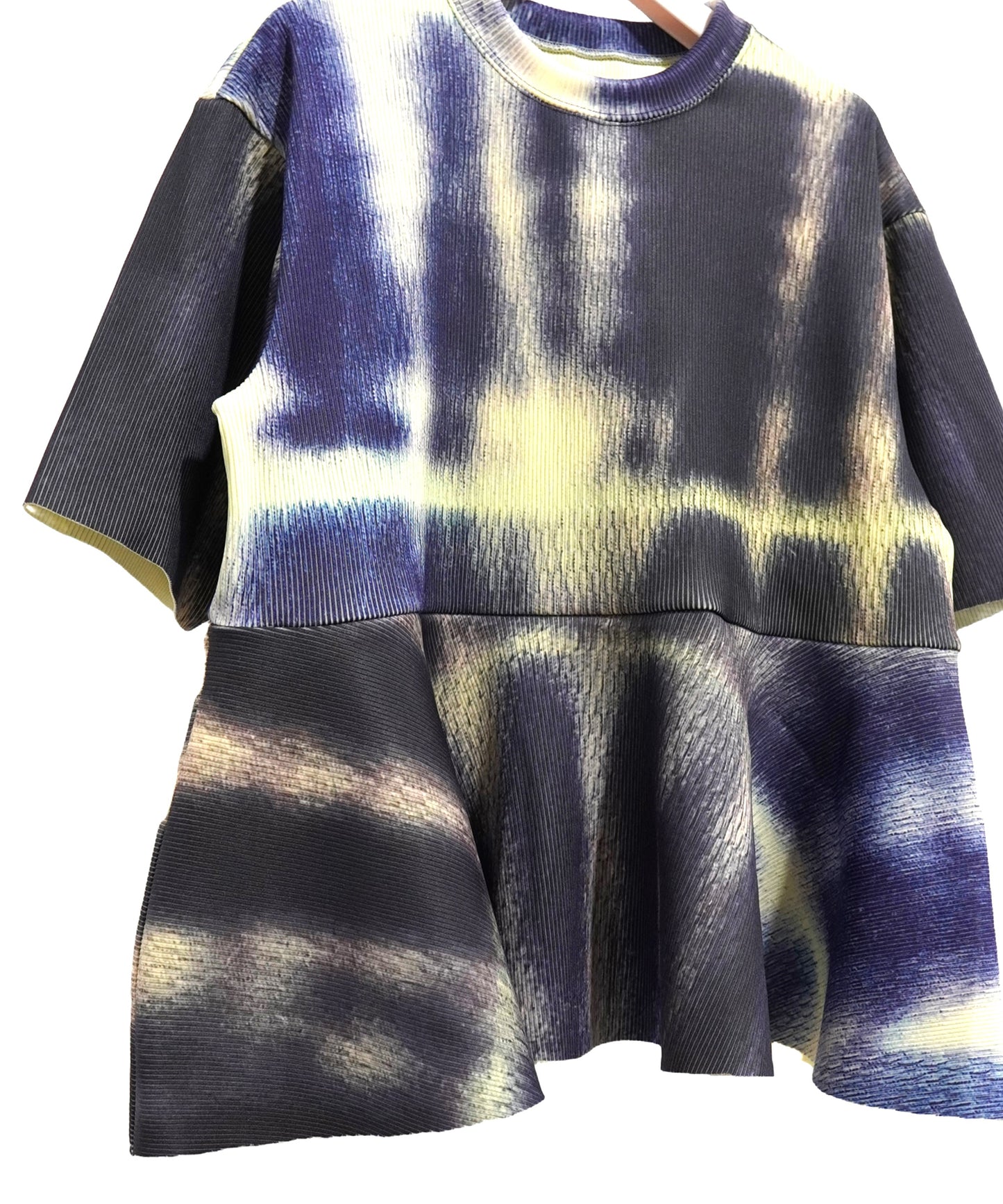 PRINT RIB FLARE HALF SLEEVE C/S