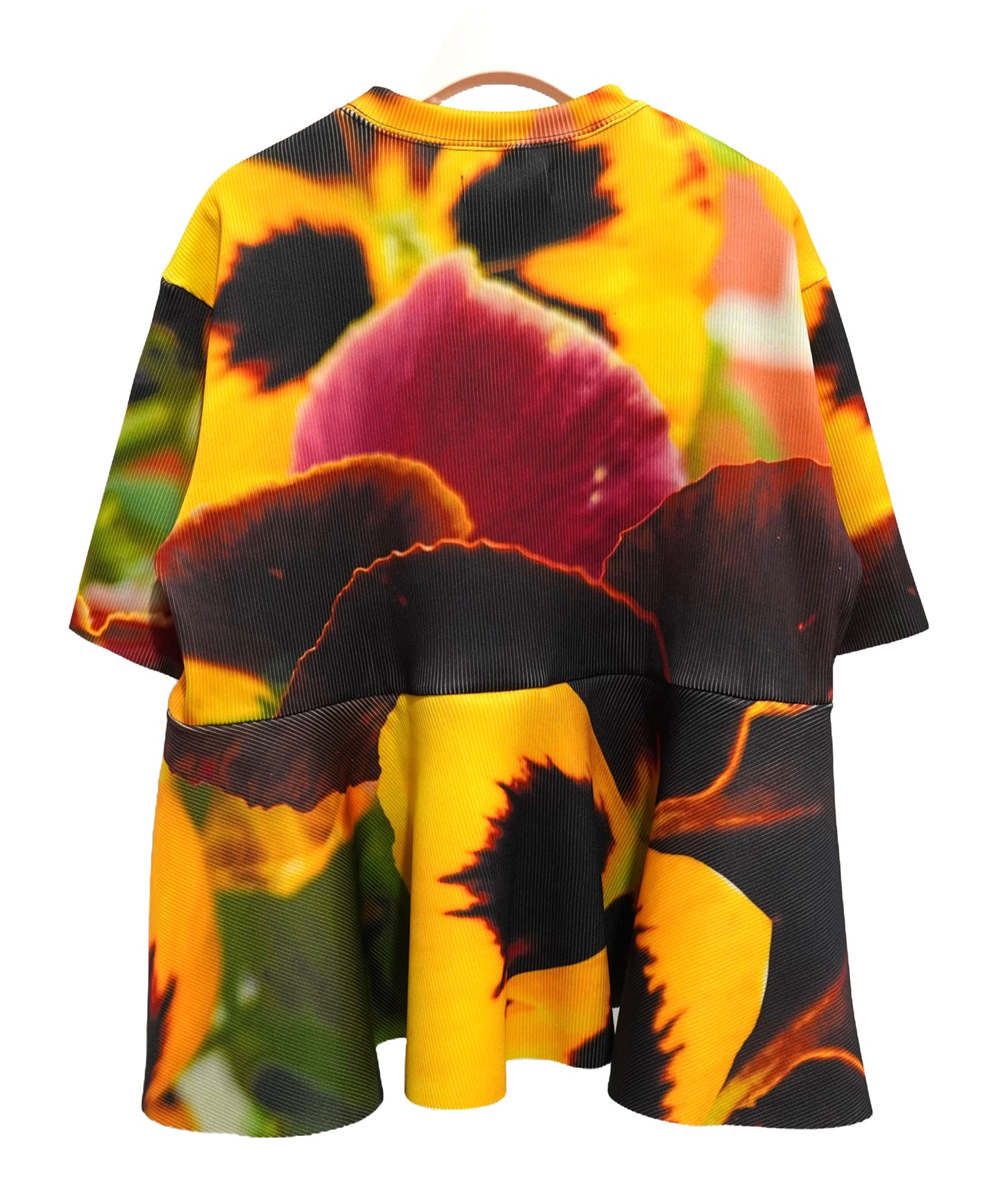 PRINT RIB FLARE HALF SLEEVE C/S