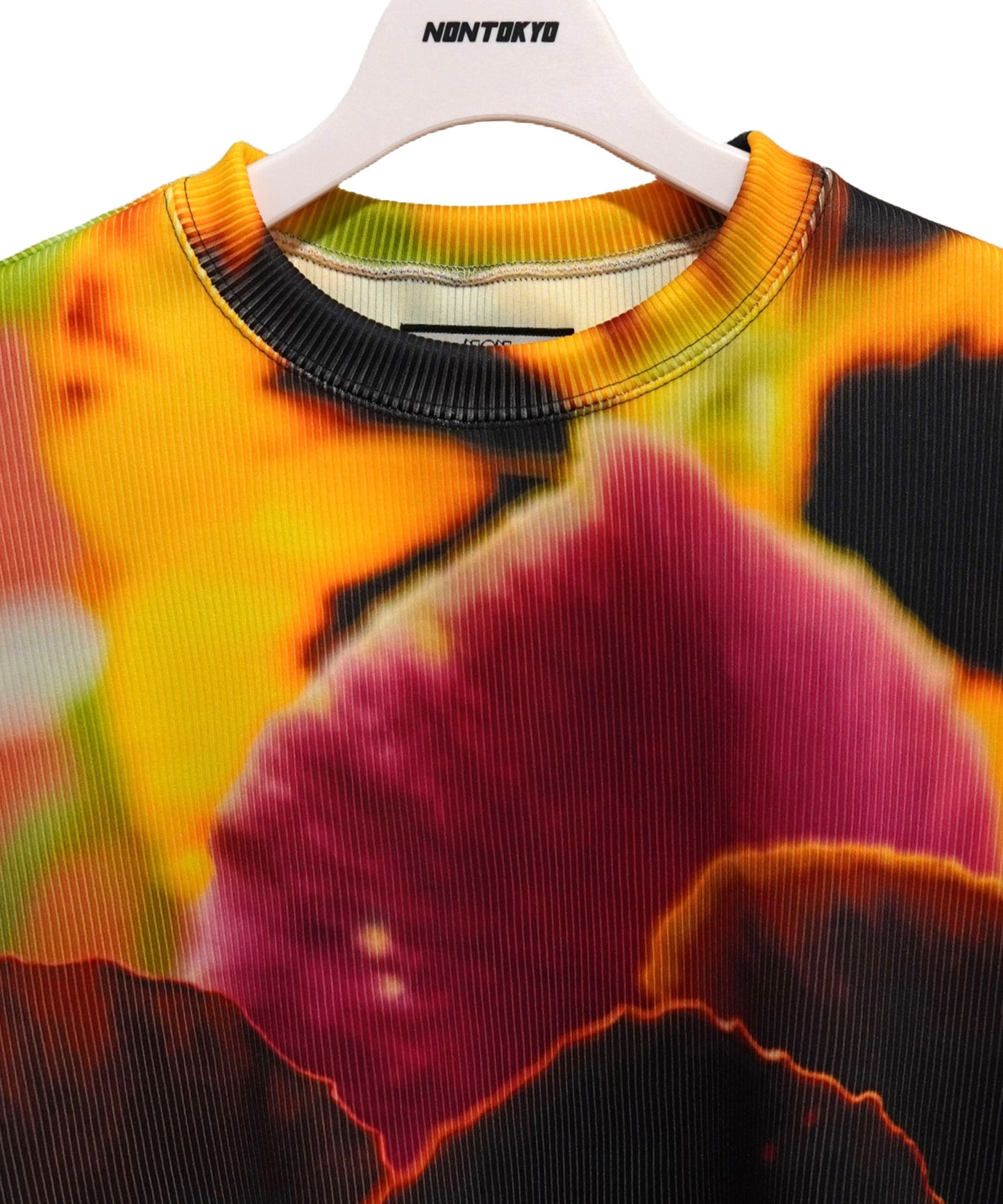 PRINT RIB FLARE HALF SLEEVE C/S