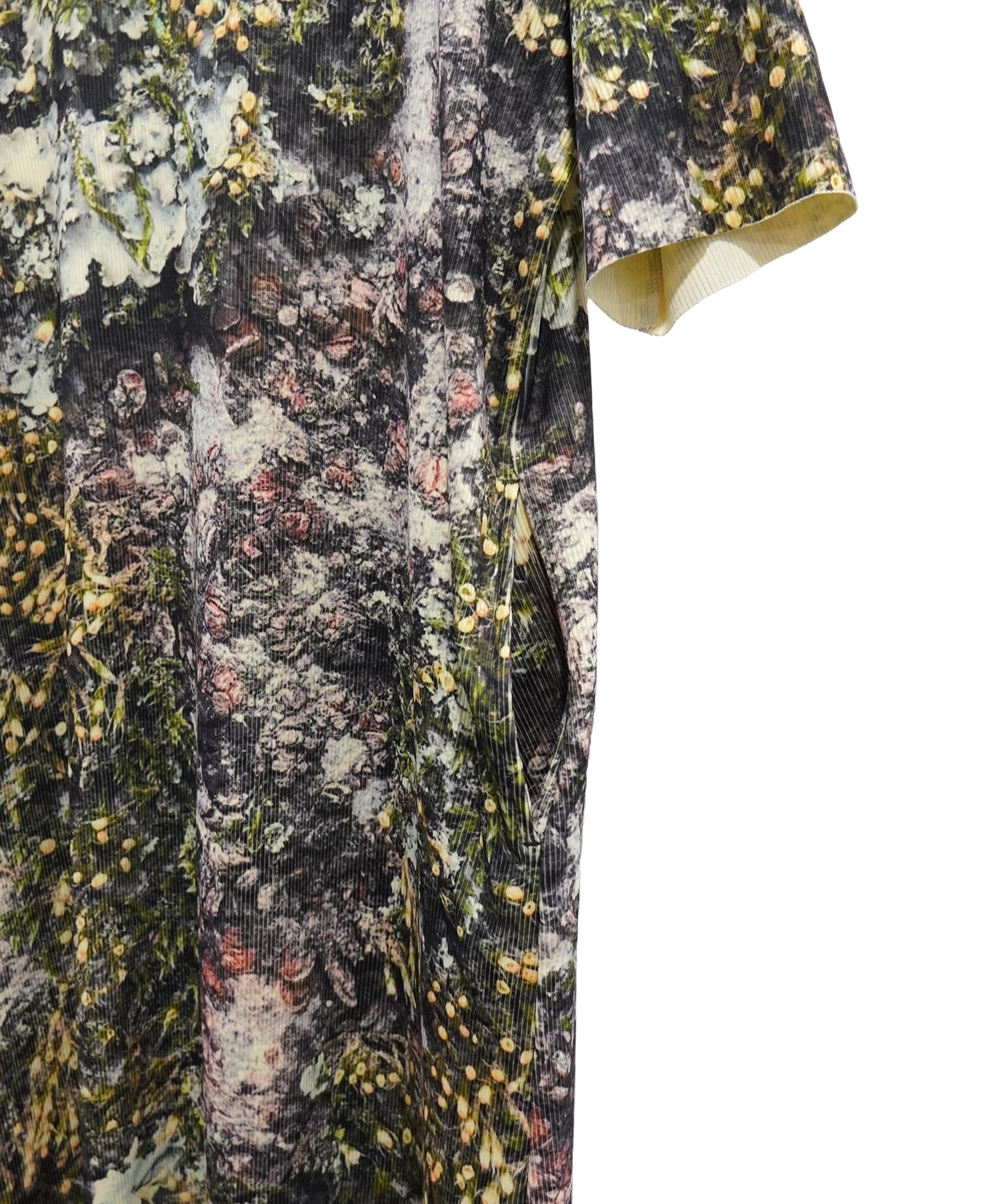 PRINT RIB HALF SLEEVE ONE-PIECE