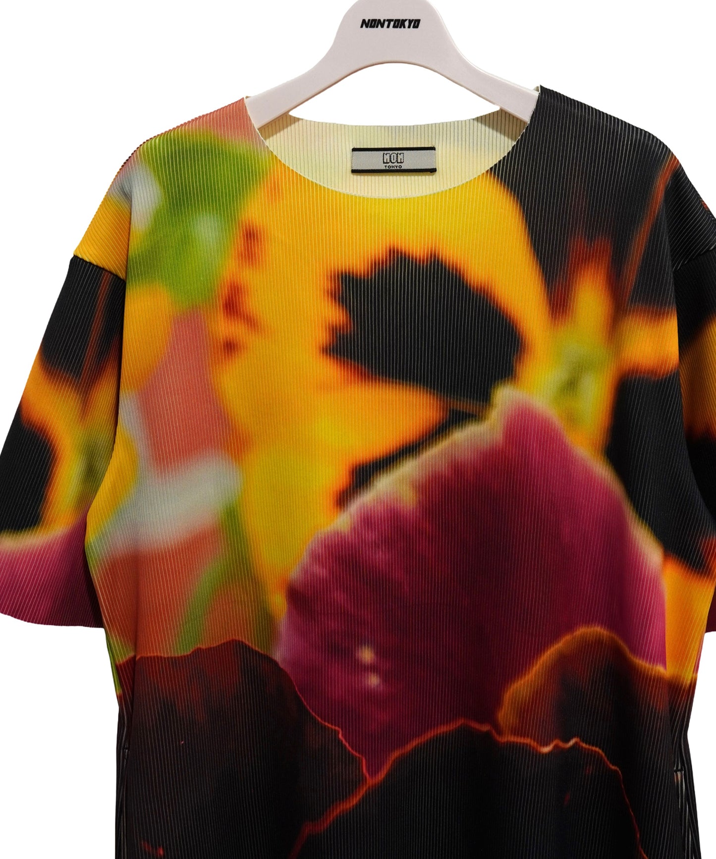 PRINT RIB HALF SLEEVE ONE-PIECE