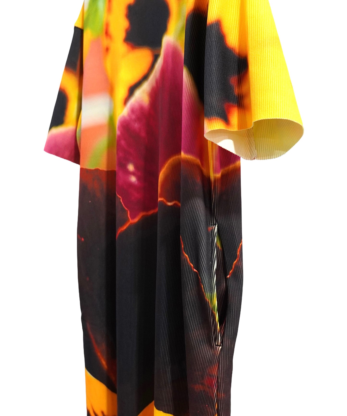 PRINT RIB HALF SLEEVE ONE-PIECE